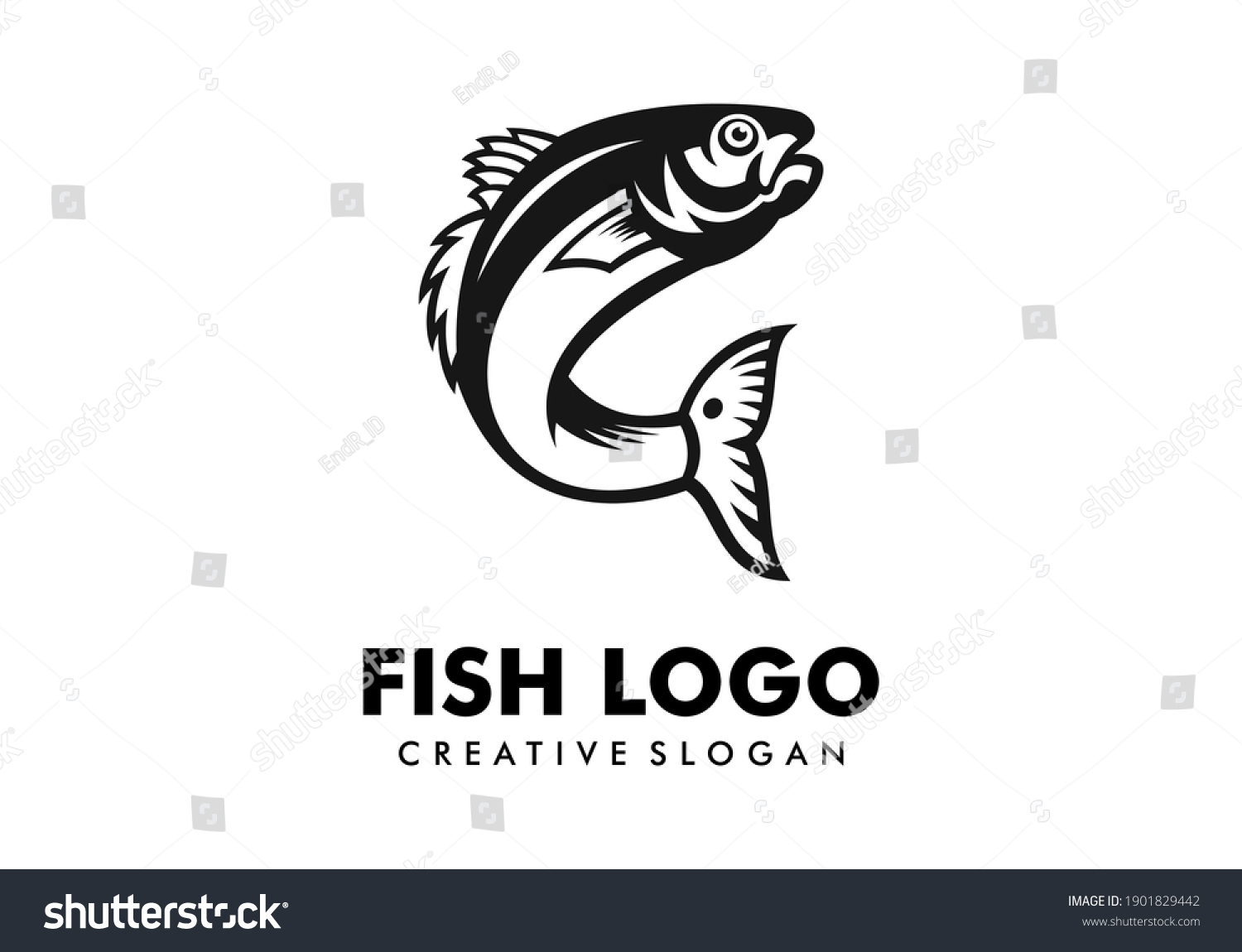 Awesome Fish Silhouette Logo Design Template Stock Vector (Royalty Free ...