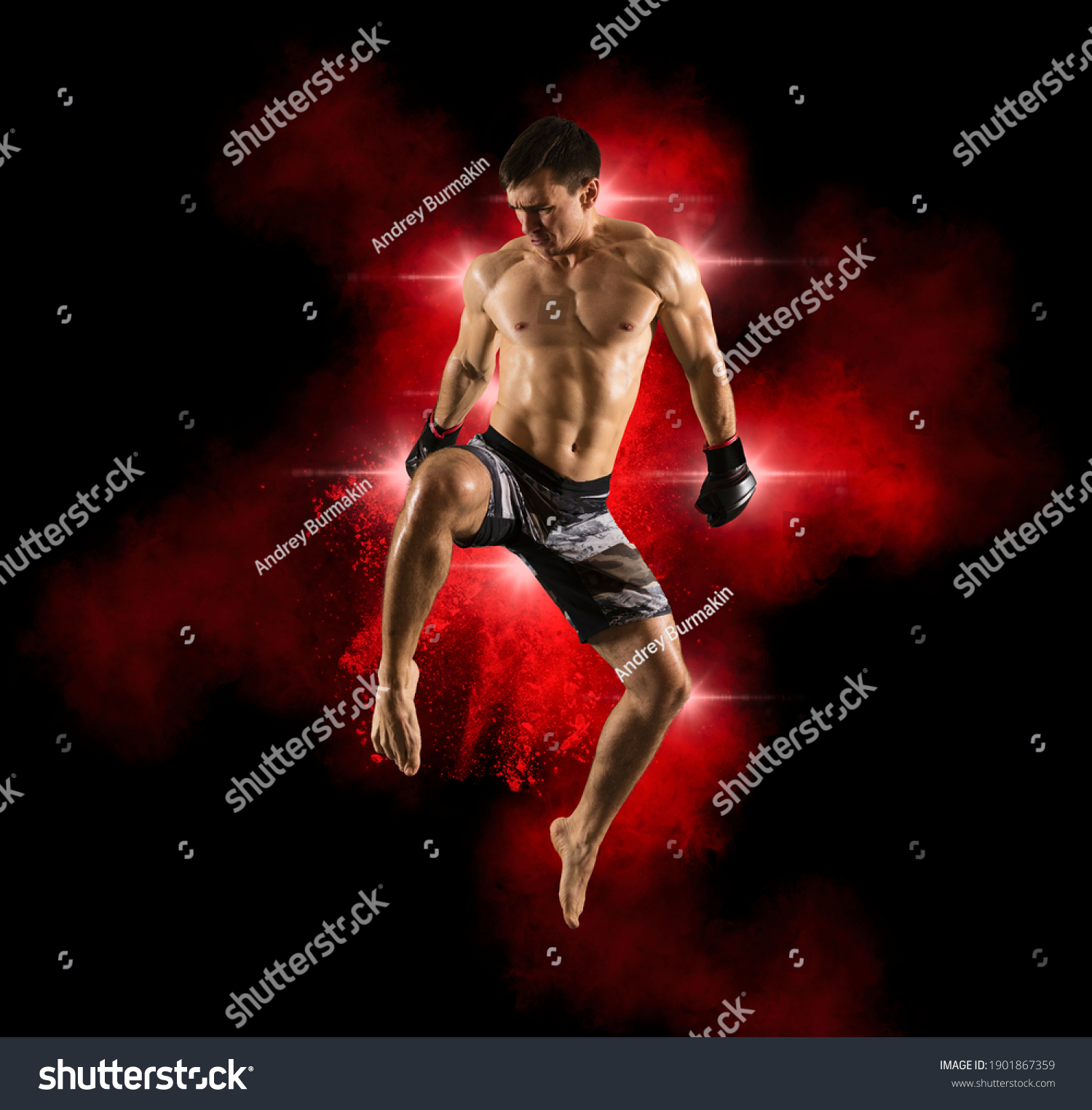 Martial Arts Fighter Mma Jumping Knee Stock Photo 1901867359 | Shutterstock