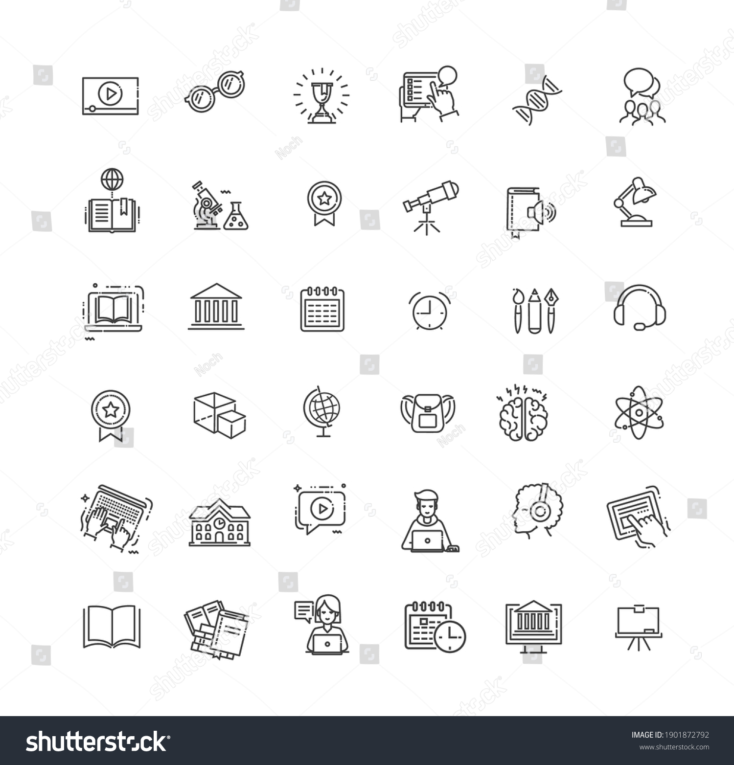 Elearning Online Education Elements School Education Stock Vector ...