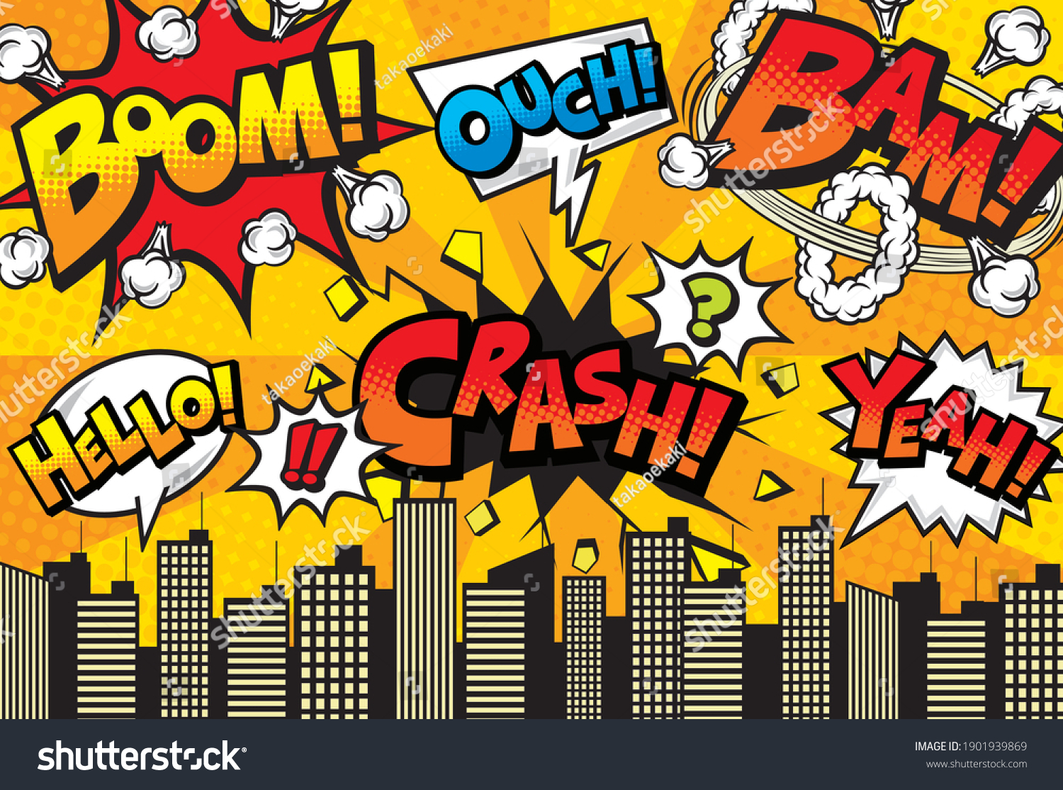 City Background Material Comic Art Style Stock Vector (Royalty Free ...