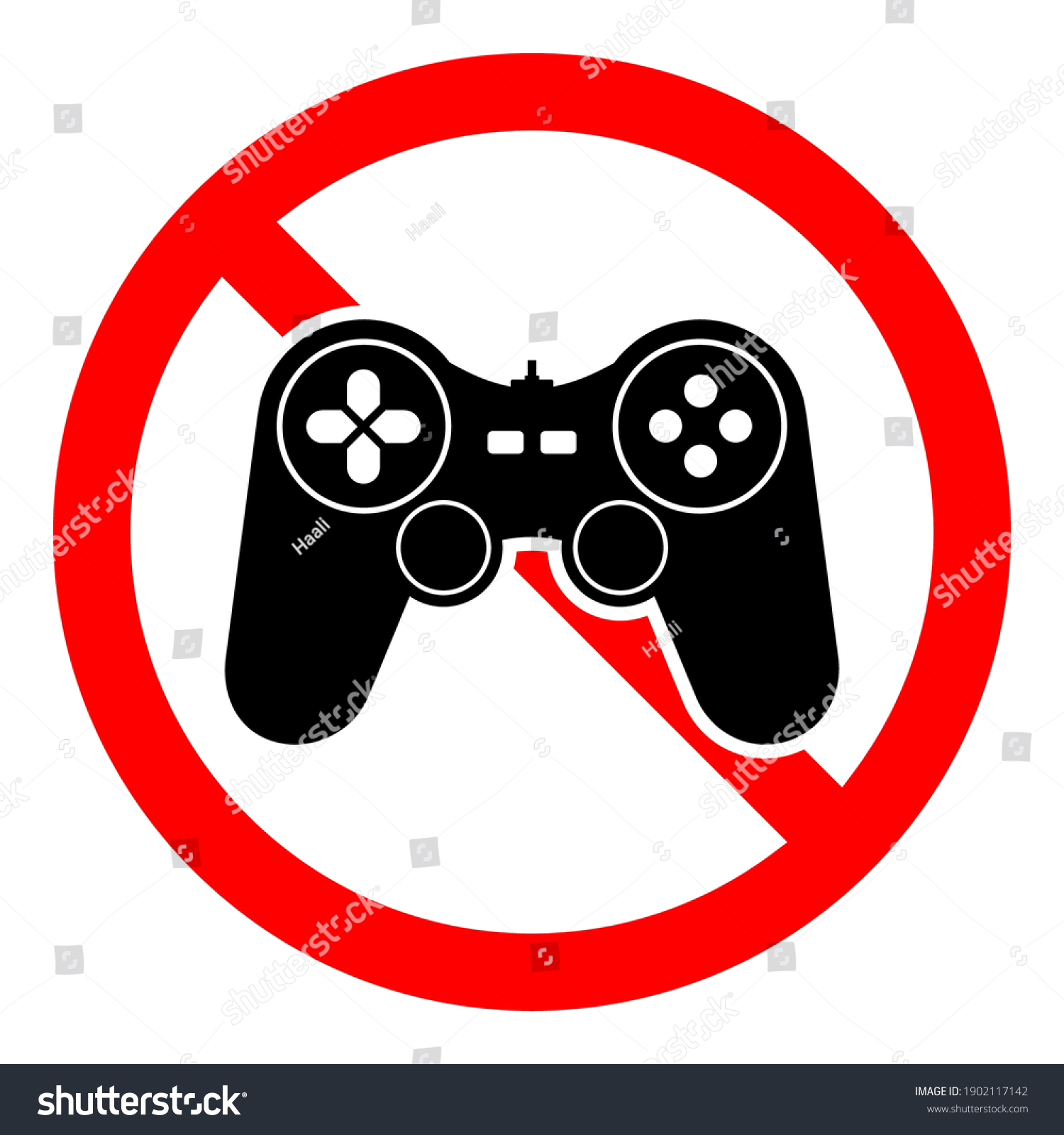 No Gaming Sign Game Joystick Icon Stock Vector (Royalty Free ...