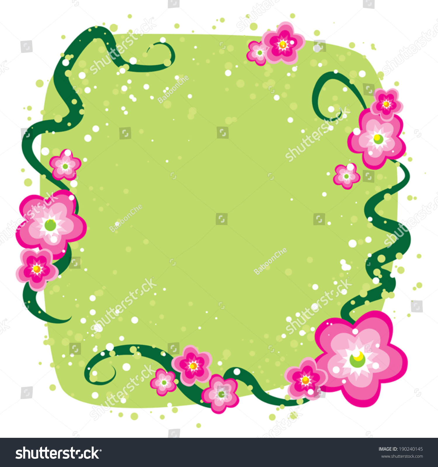 Vector Illustration Green Background Pink Flowers Stock Vector Royalty Vector Illustration Green Background Pink Flowers Stock Vector Royalty