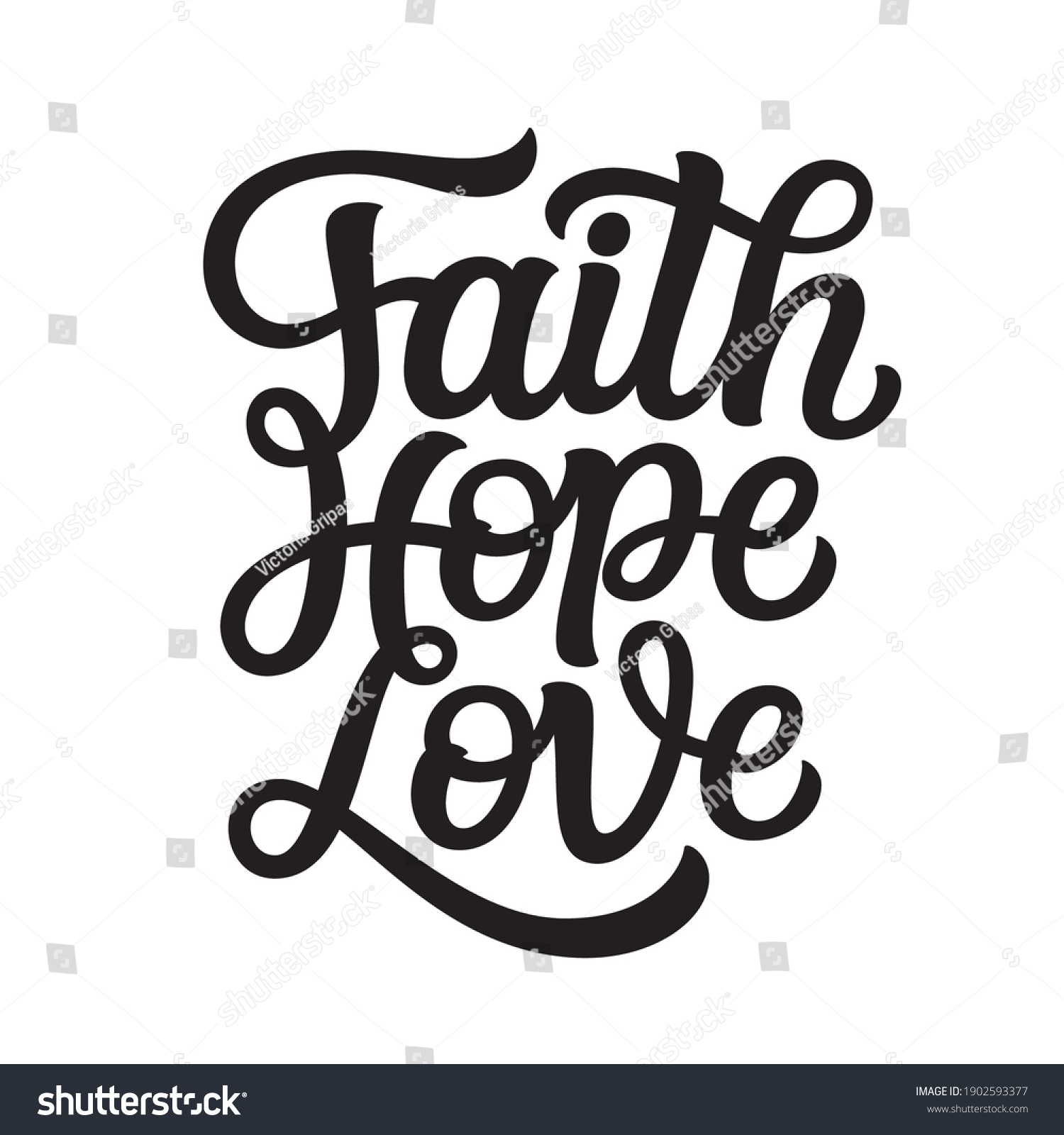 Faith Hope Love Hand Lettering Christian Stock Vector (Royalty Free ...