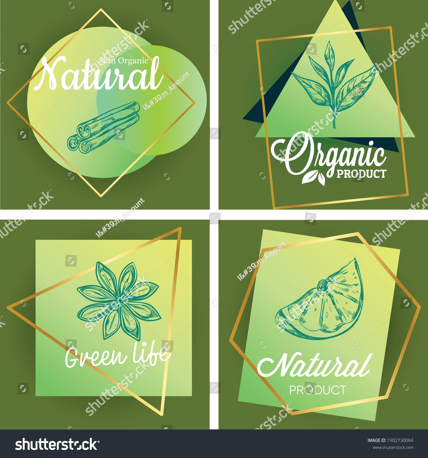 Set Nature Premium Labels Stock Vector (Royalty Free) 1902730084 ...