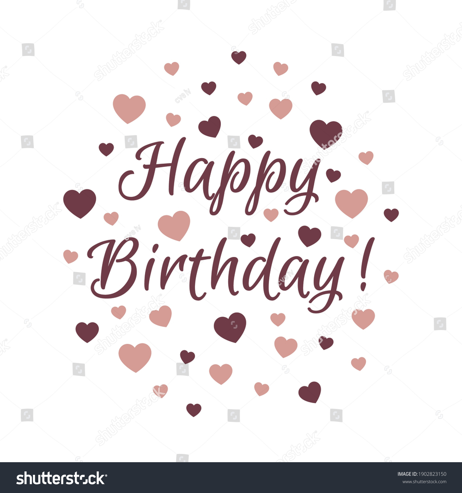 Happy Birthday Lettering Hearts Birthday Card Stock Vector (Royalty ...