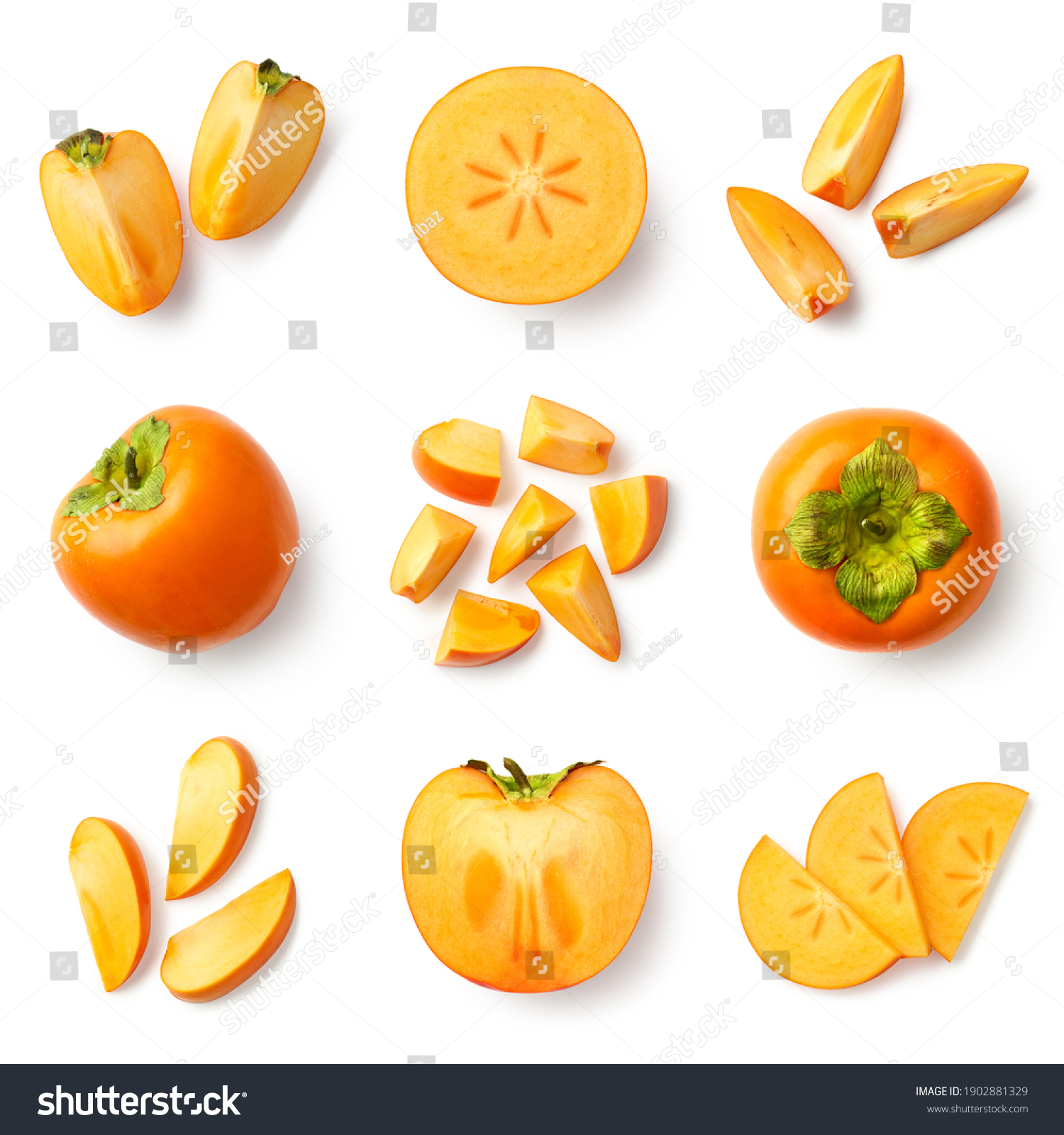 Set Fresh Whole Half Sliced Persimmon Stock Photo 1902881329 | Shutterstock