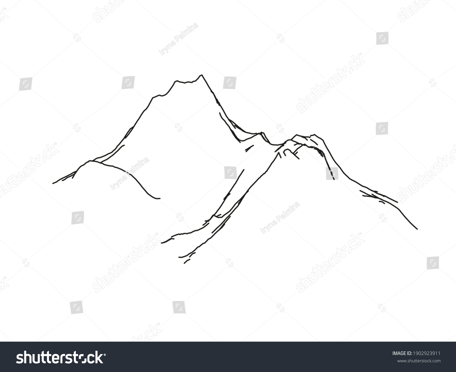Contour Sketch Mountains Clipart Hand Drawn Stock Vector (Royalty Free ...