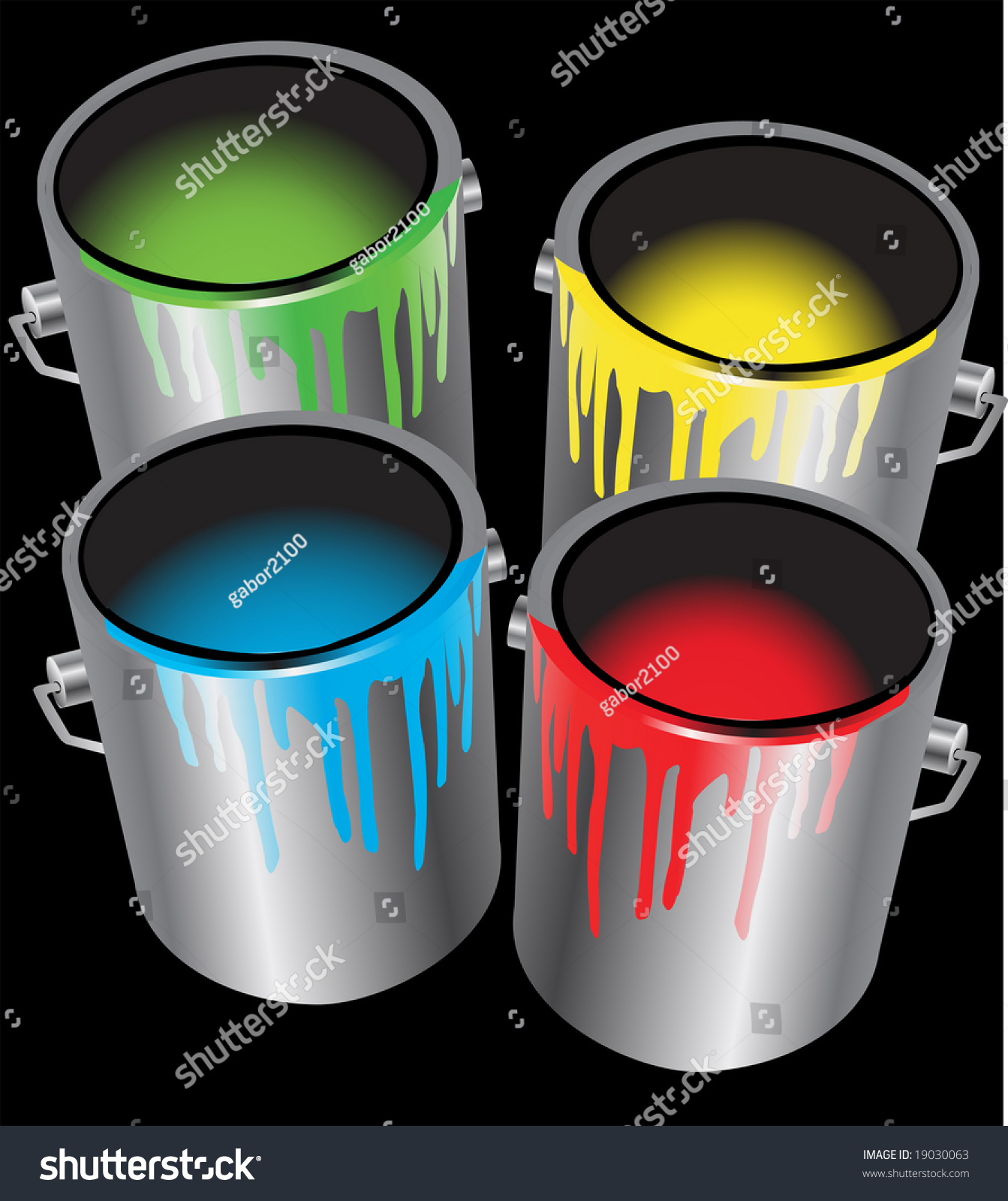 4 Opened Paint Cans Vector Illustration Stock Vector (Royalty Free ...