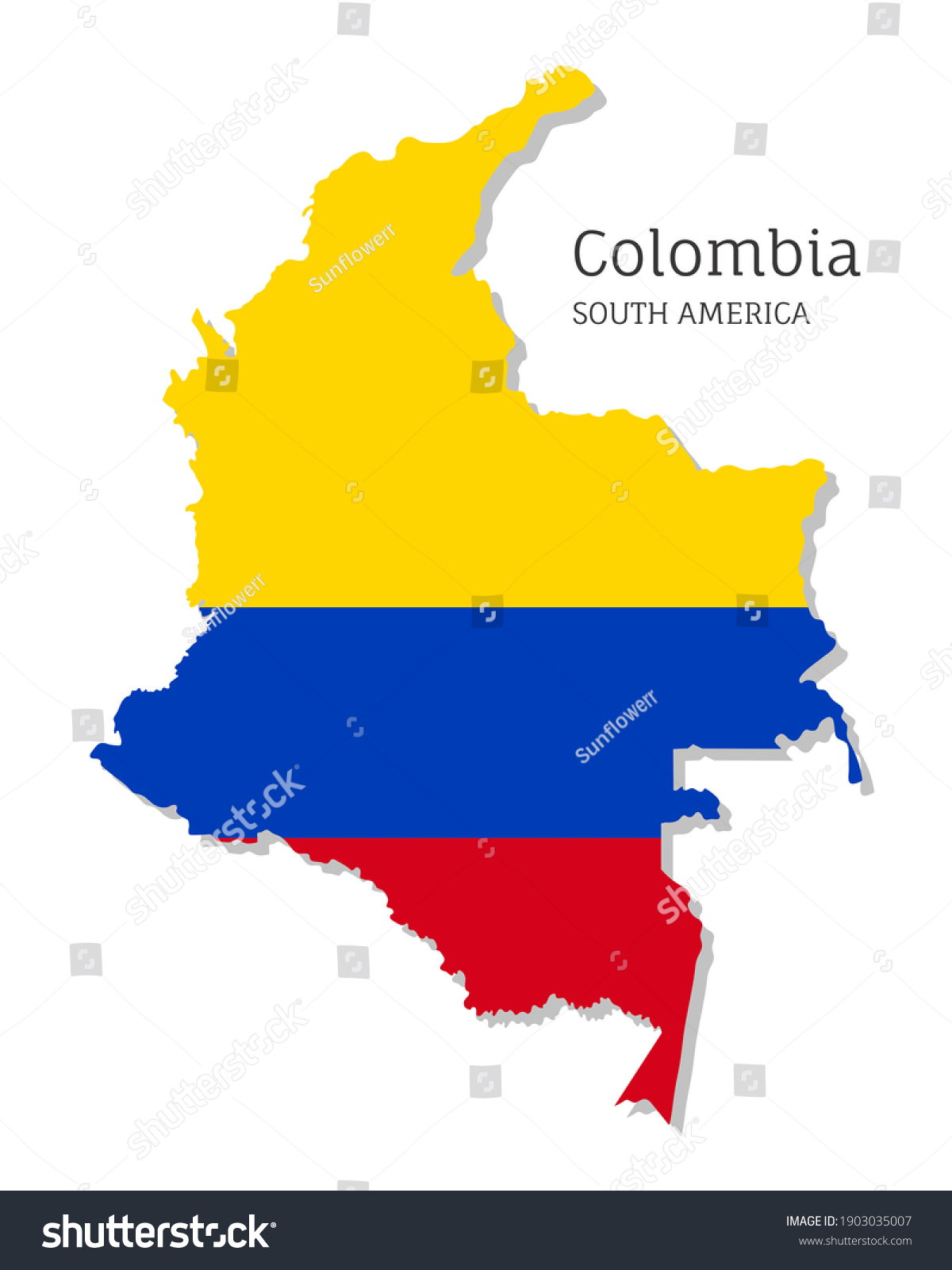 Map Colombia National Flag Highly Detailed Stock Vector Royalty Free 1903035007 Shutterstock 