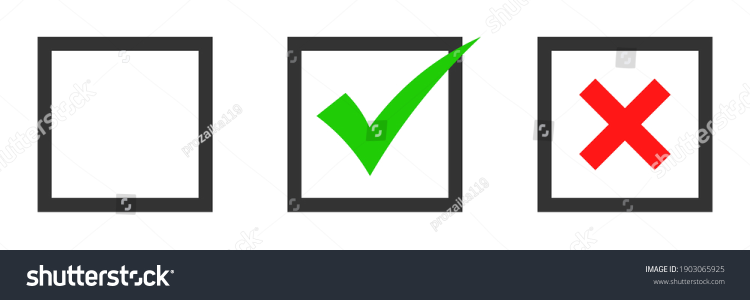 Green Check Mark Red Cross Icon Stock Vector (Royalty Free) 1903065925 ...