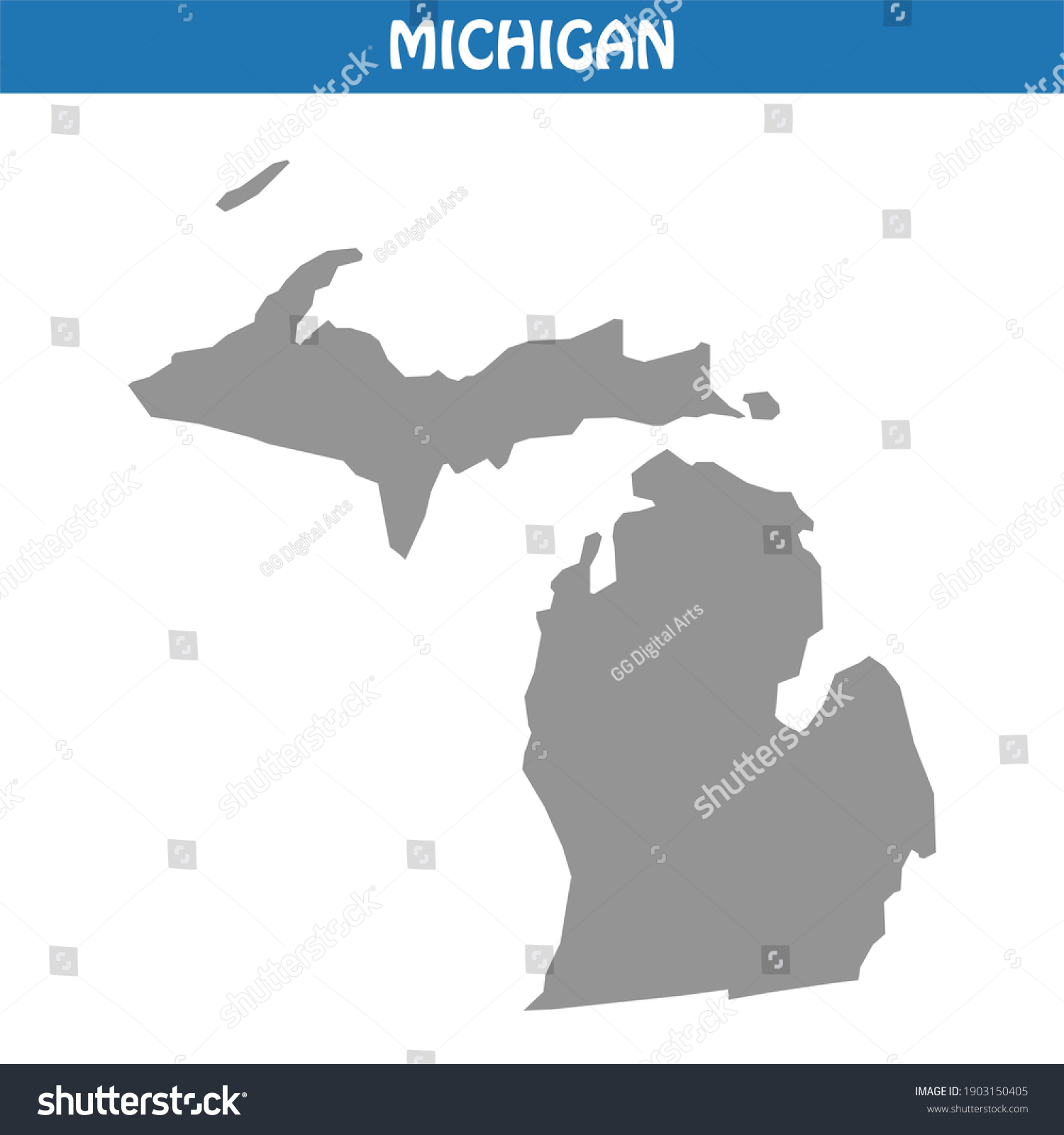 Michigan Map Vector Editable Maps Stock Vector (Royalty Free