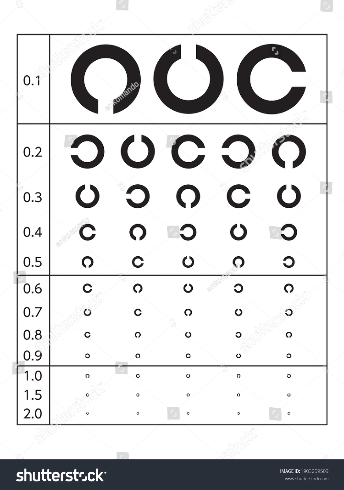 Illustration Eyesight Test Chart Stock Vector (Royalty Free) 1903259509 ...