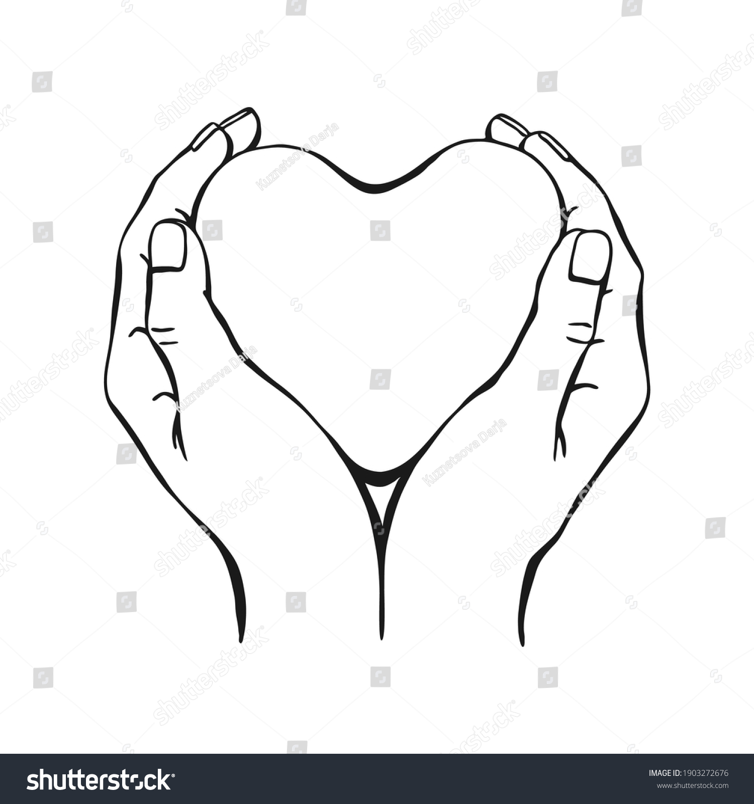 Hands Holding Heart Hand Drawn Vector Stock Vector (Royalty Free ...