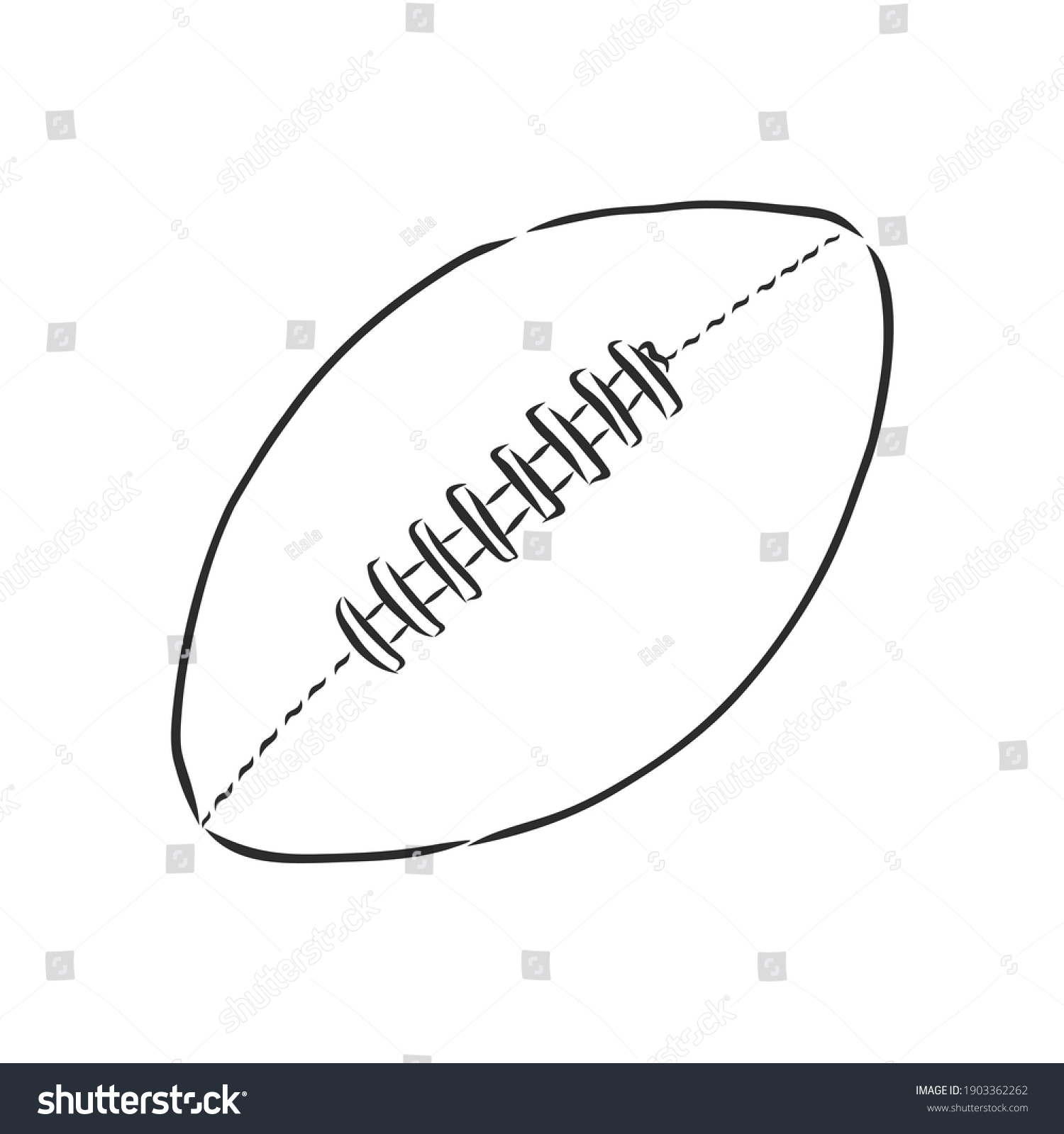 Vector Illustration Black White Rugby Ball Stock Vector (Royalty Free ...