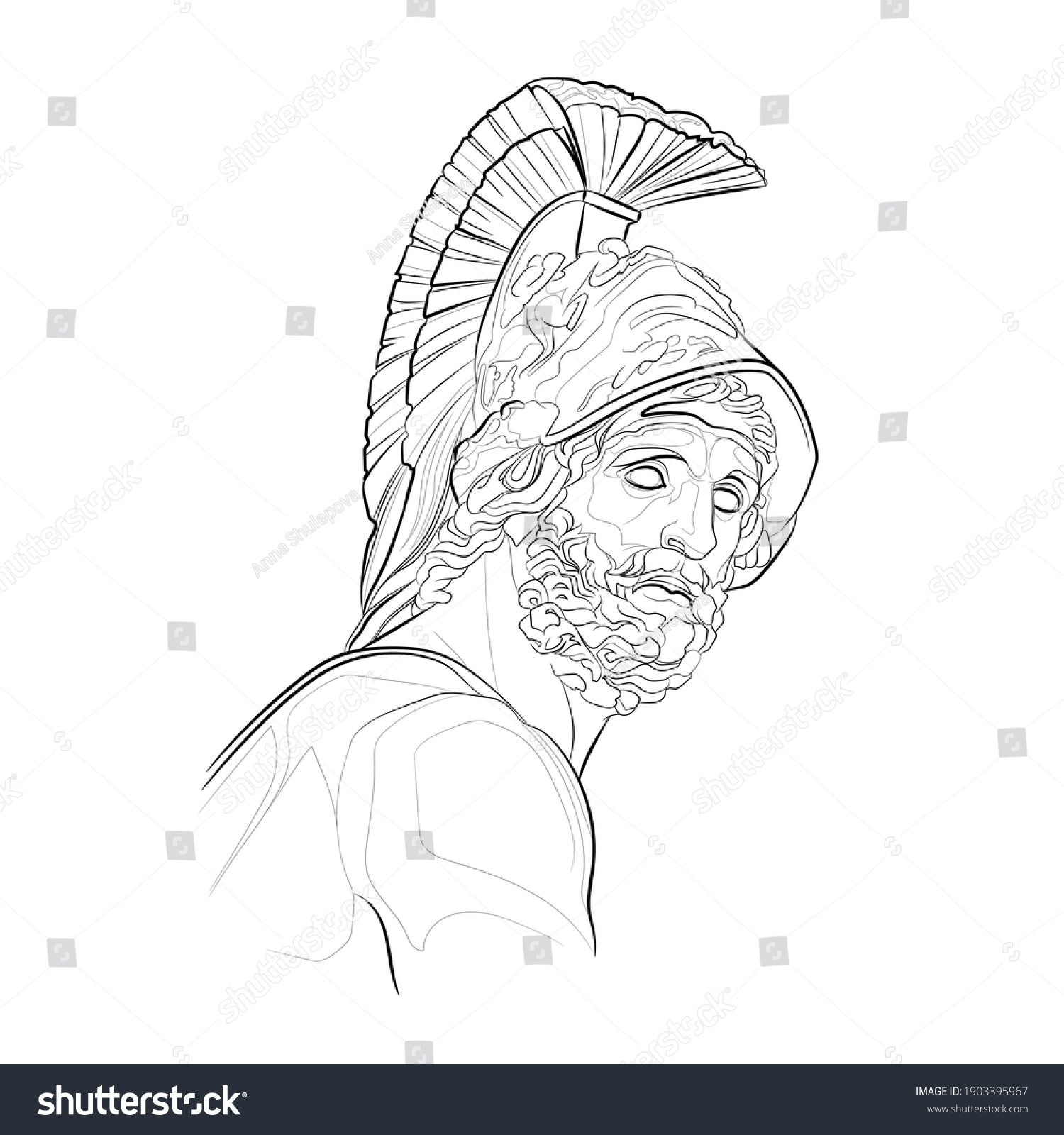 Menelaus Head Line Drawing Black White Stock Vector (Royalty Free ...