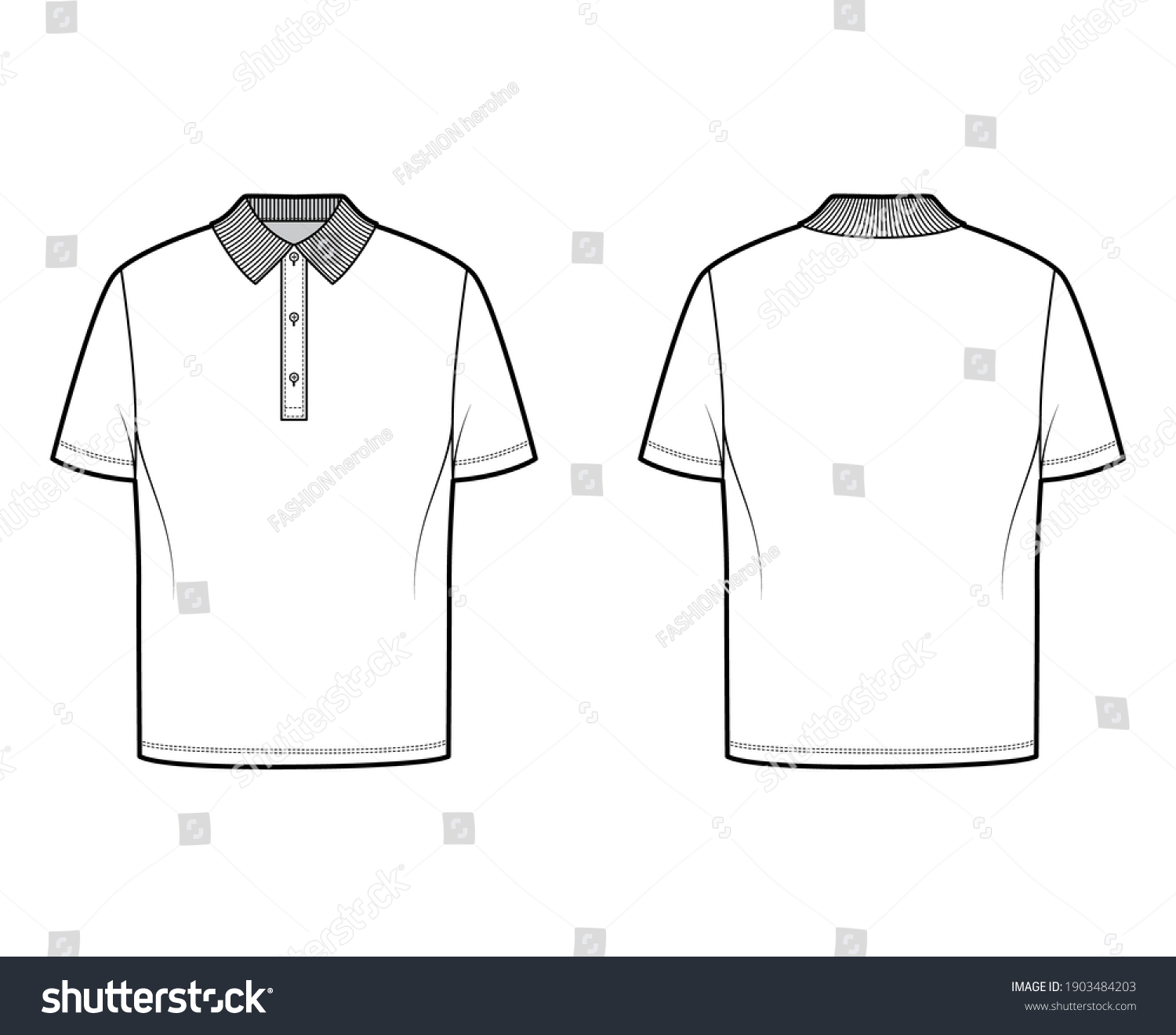 Shirt Polo Technical Fashion Illustration Short Stock Vector (Royalty ...