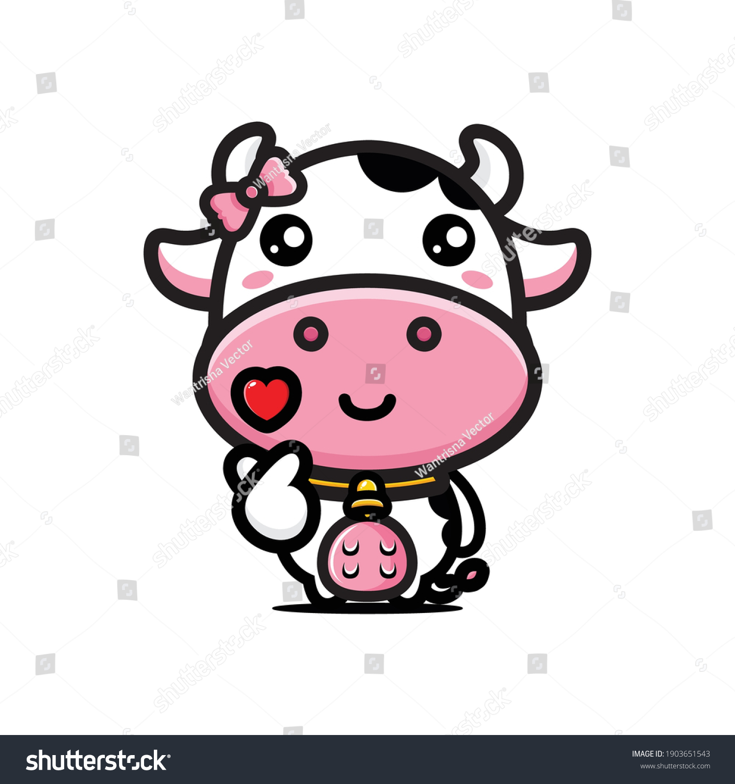 Cute Cow Posing Finger Love Stock Vector (Royalty Free) 1903651543 ...