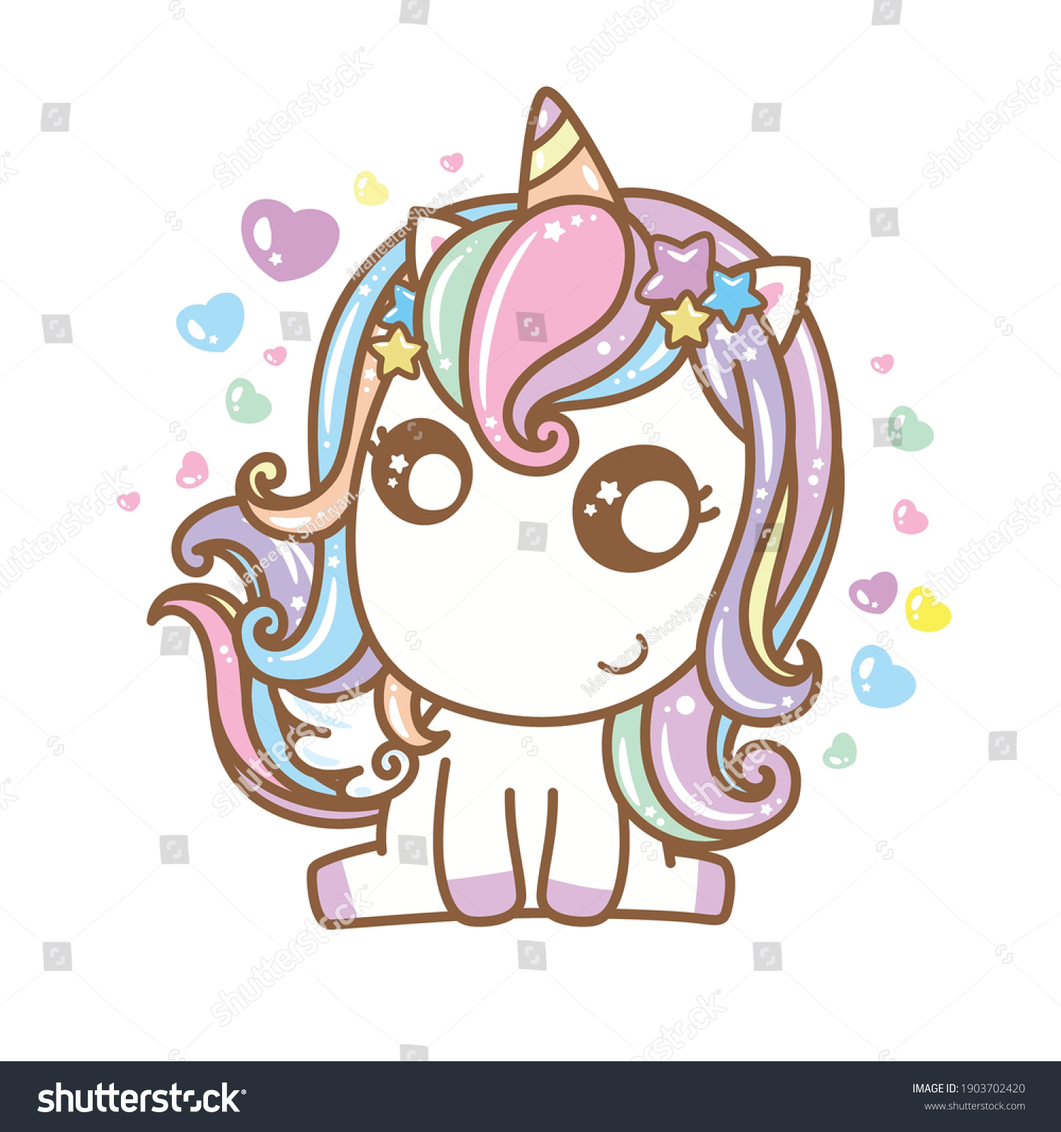 Cute Unicorn Vector Pony Cartoon Character Stock Vector (royalty Free 