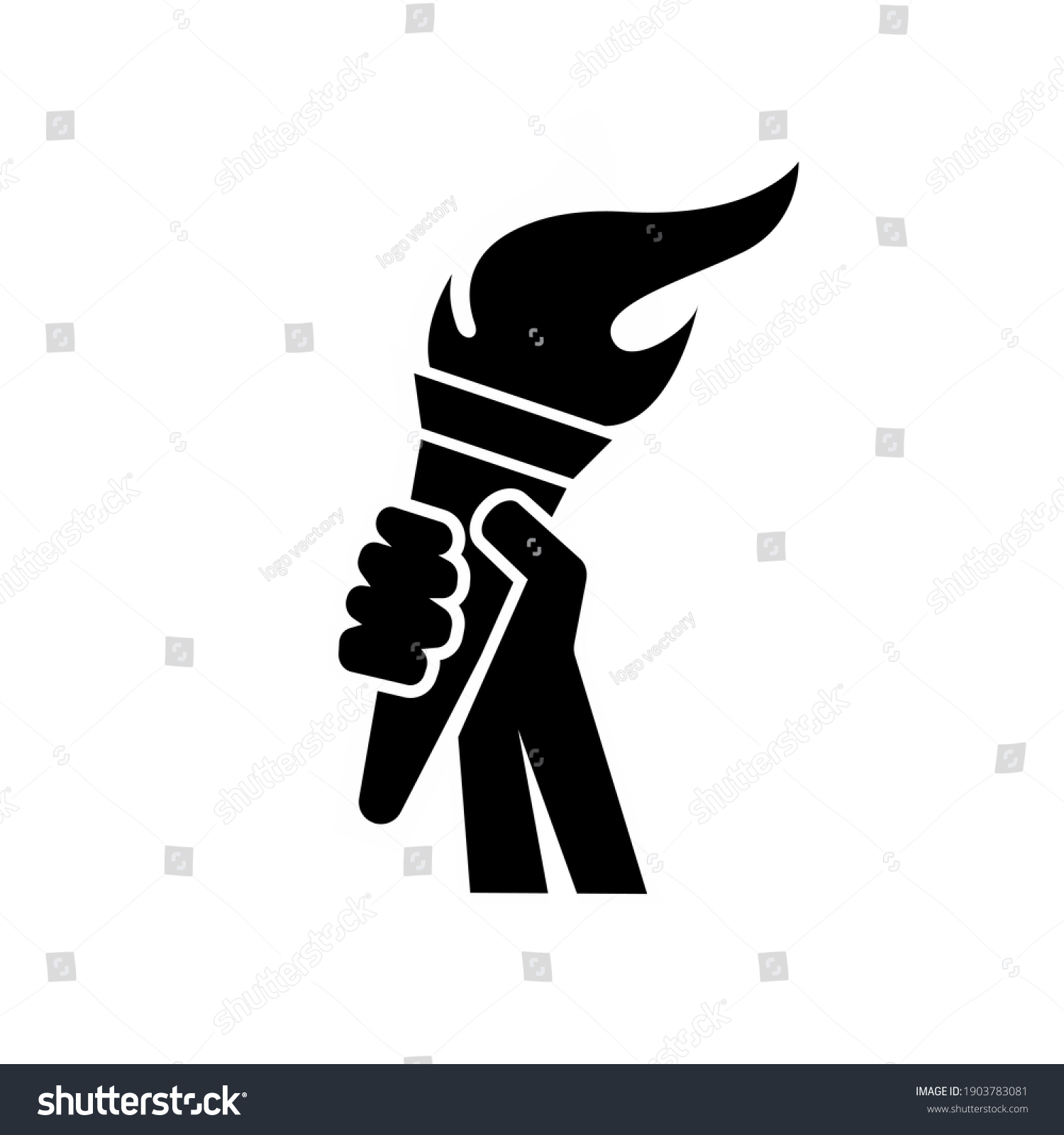 Hand Holding Flaming Torch Concept Sports Stock Vector (Royalty Free ...