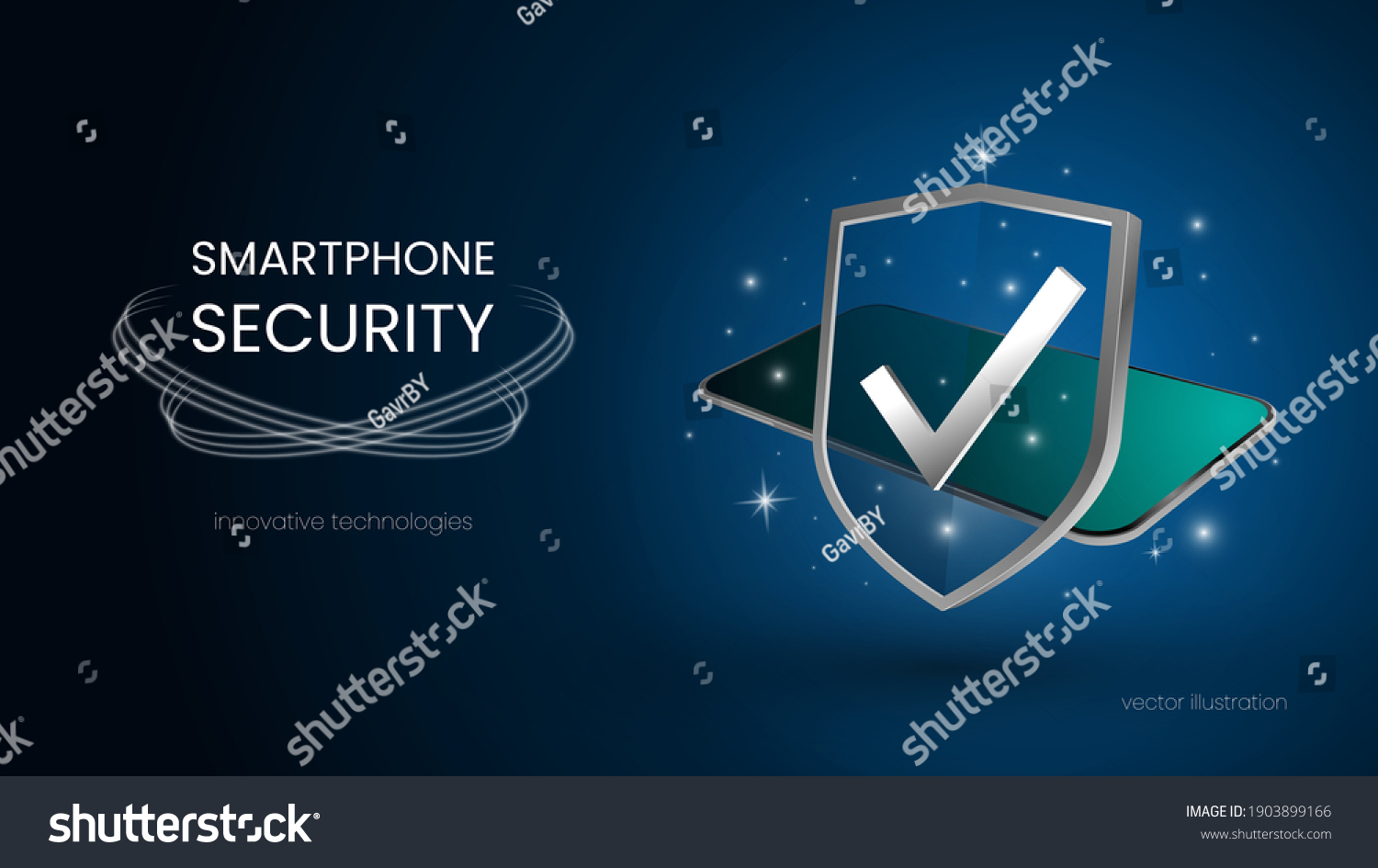 Smartphone Data Protection Concept Realistic Transparent Stock Vector ...