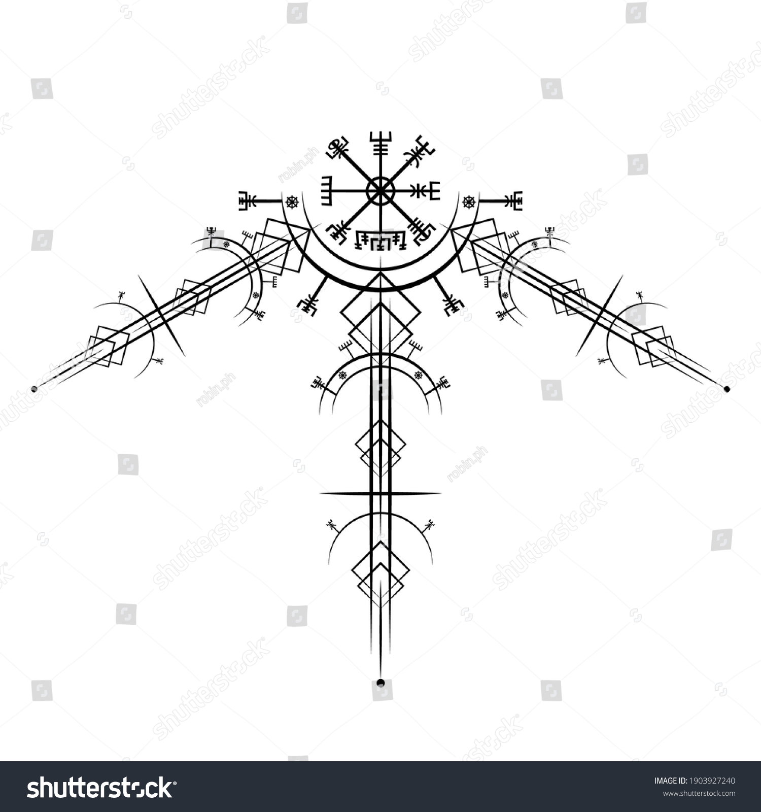 Vegvisir Magic Navigation Compass Ancient Vikings Stock Vector (Royalty ...