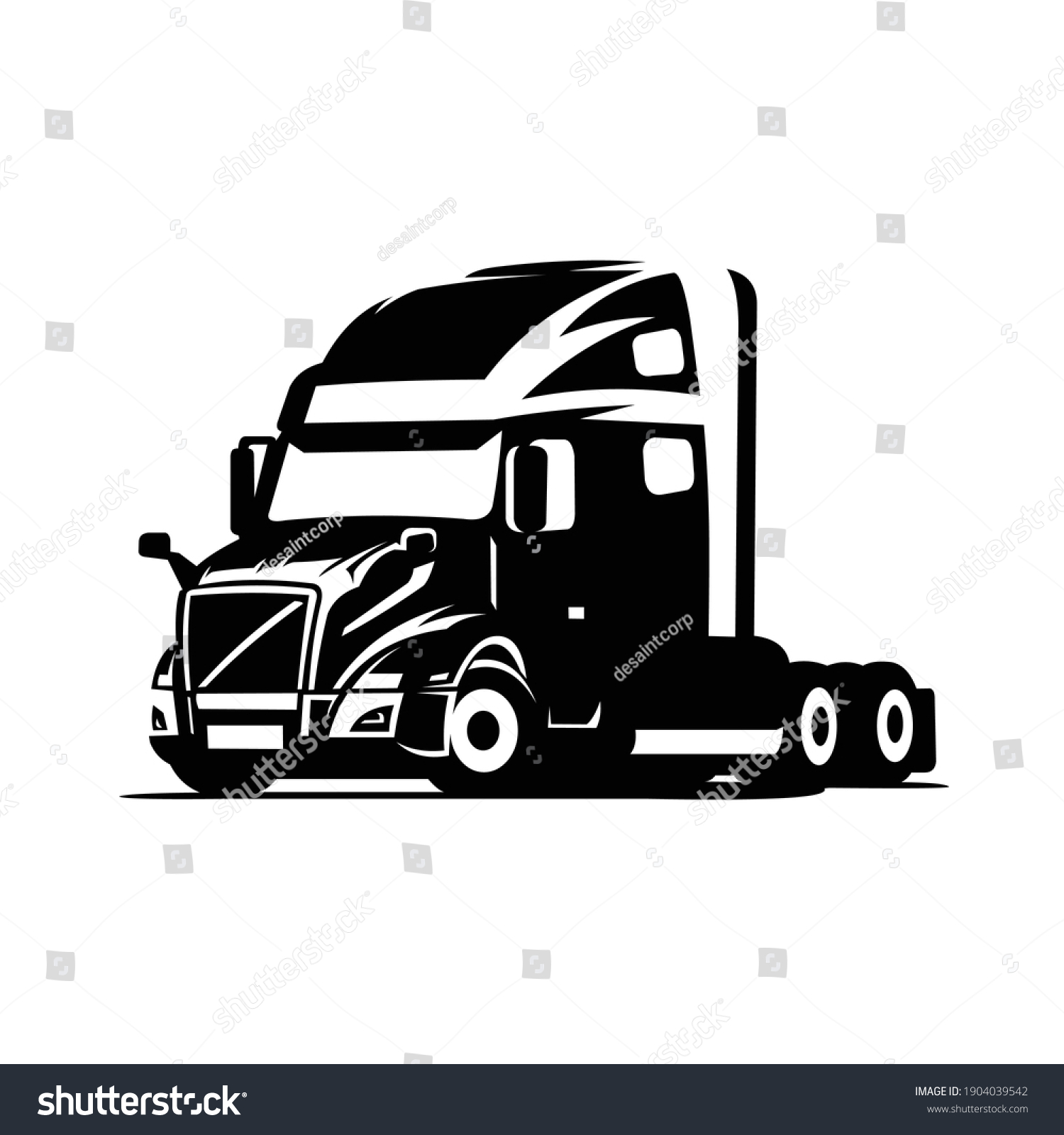 Semi Truck 18 Wheeler Vector Isolated Stock Vector (Royalty Free ...