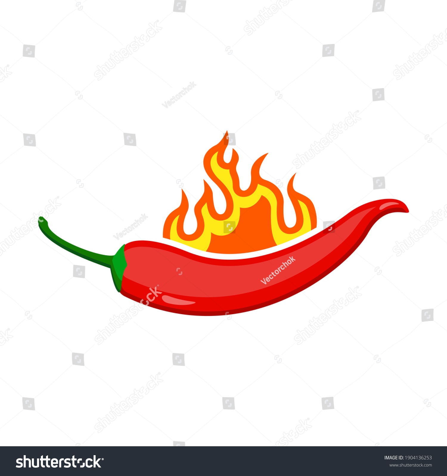 Red Hot Chili Pepper Fire Vector Stock Vector (Royalty Free) 1904136253 ...