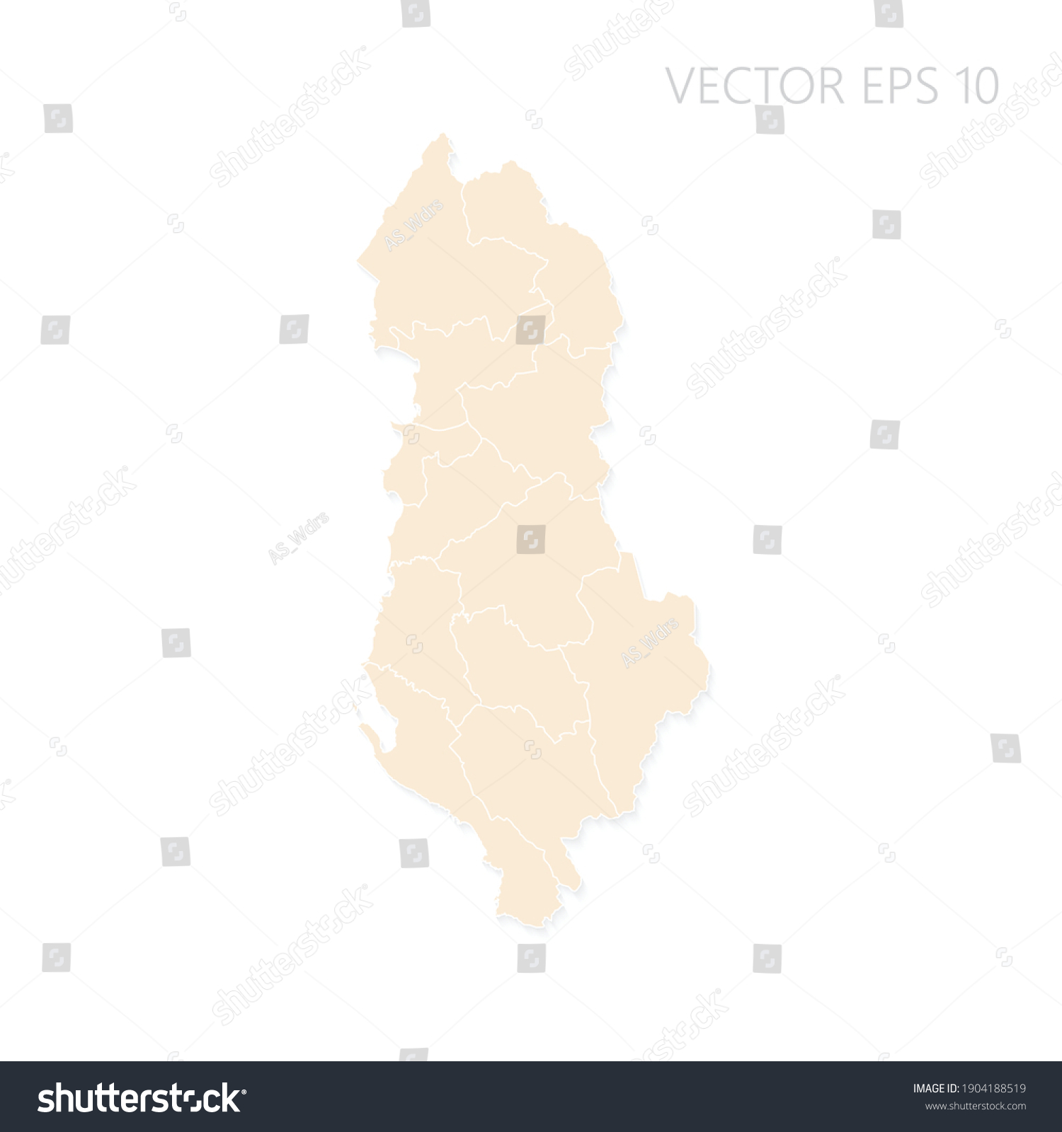 Blank Map Albania High Detailed Set Stock Vector (Royalty Free ...