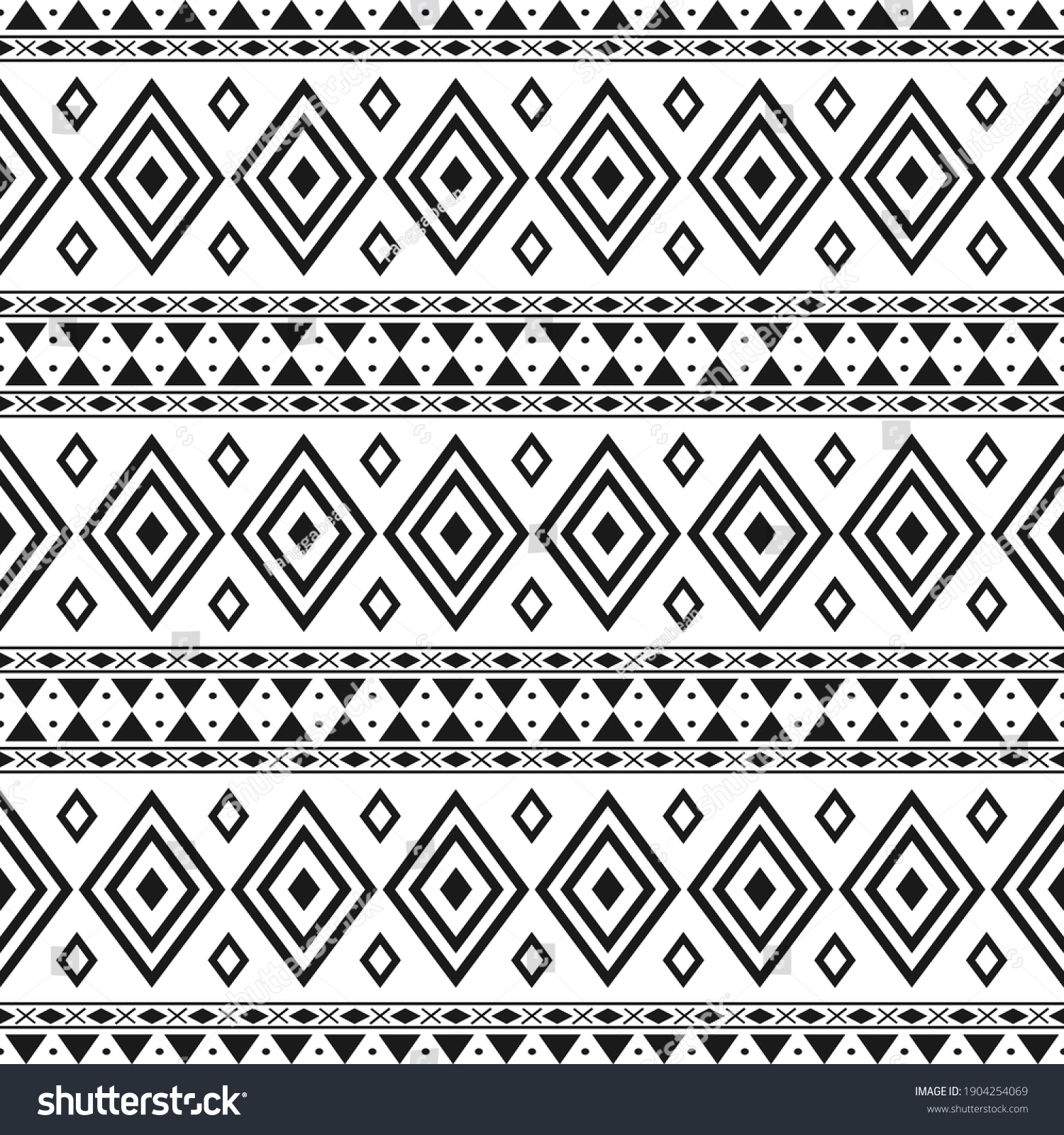 Black White Tribal Ethnic Pattern Geometric Stock Vector (Royalty Free ...