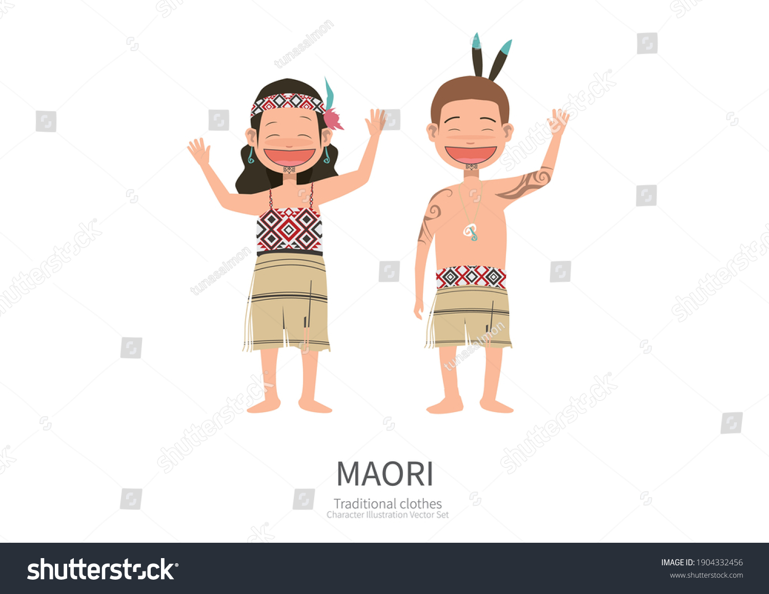 Character Maori Traditional Clothes Stock Vector (Royalty Free ...