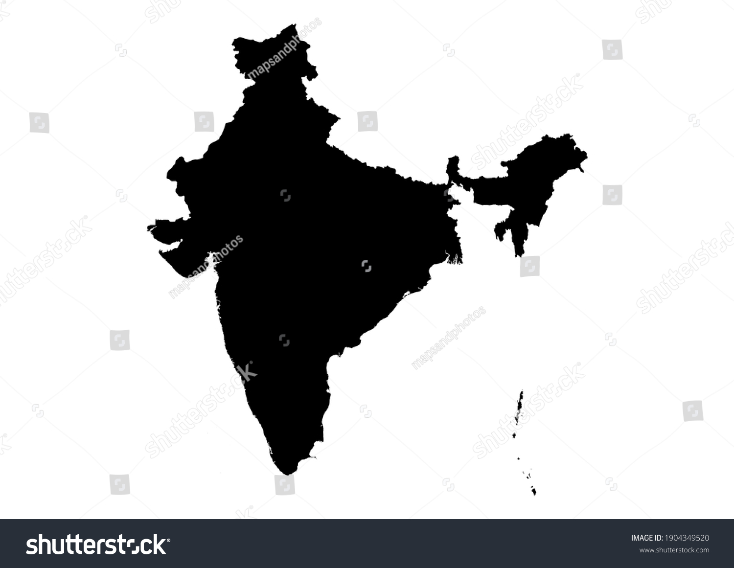 Detailed Map India Isolated On White Stock Vector (Royalty Free ...