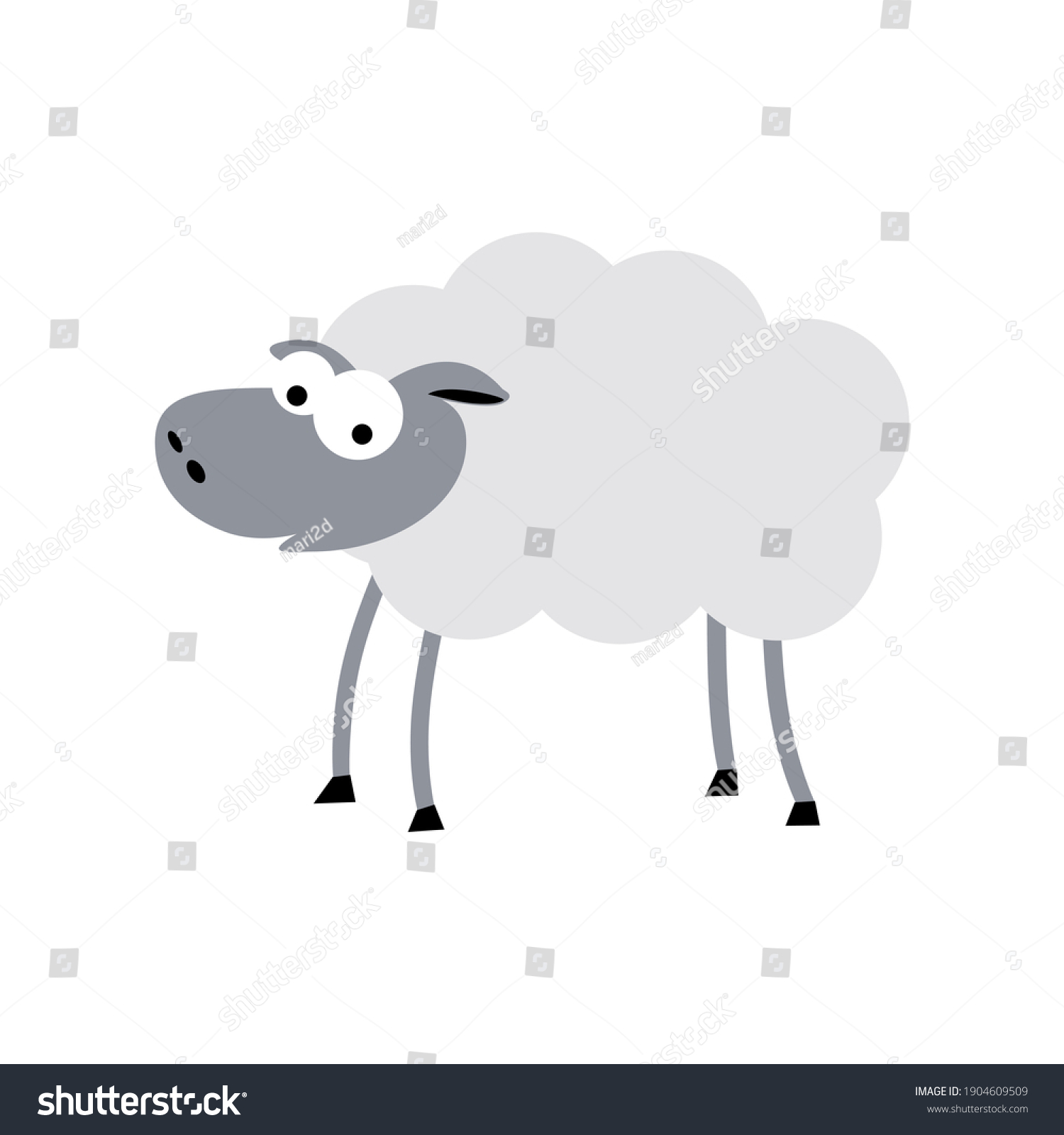 Sheep Flat Style Isolated 2d Vector Stock Vector (Royalty Free ...