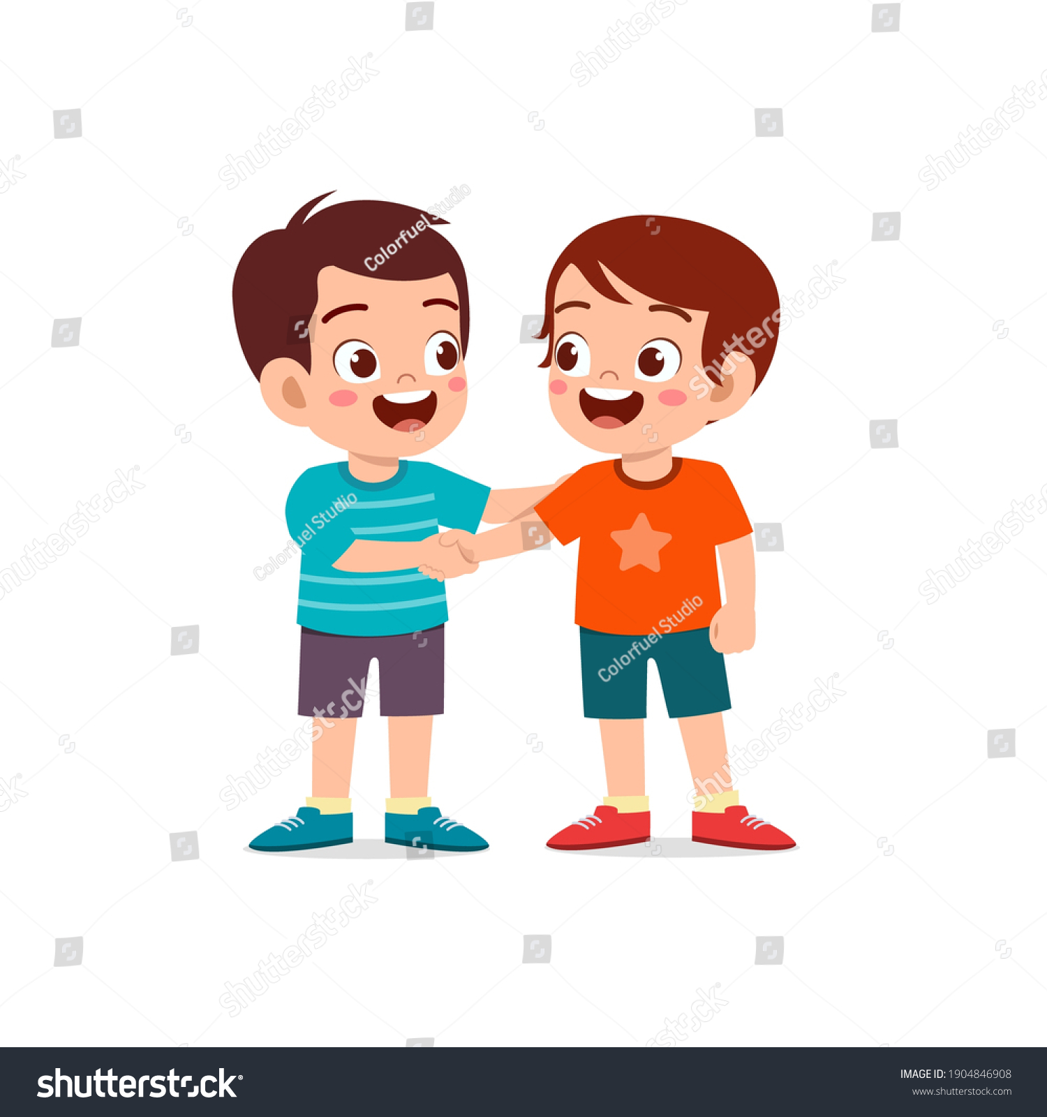 Cute Little Kid Boy Do Hand Stock Vector (Royalty Free) 1904846908 ...