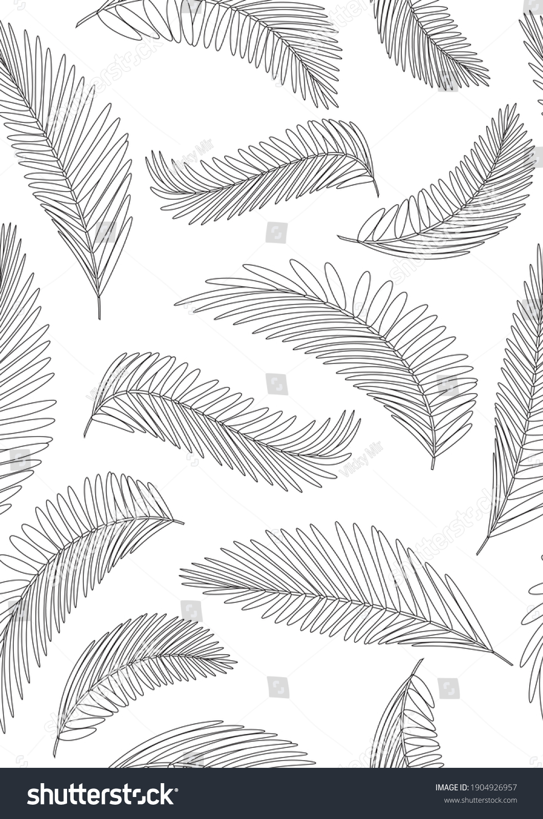 Palm Tree Branches Coloring Page Seamless Stock Vector (Royalty Free