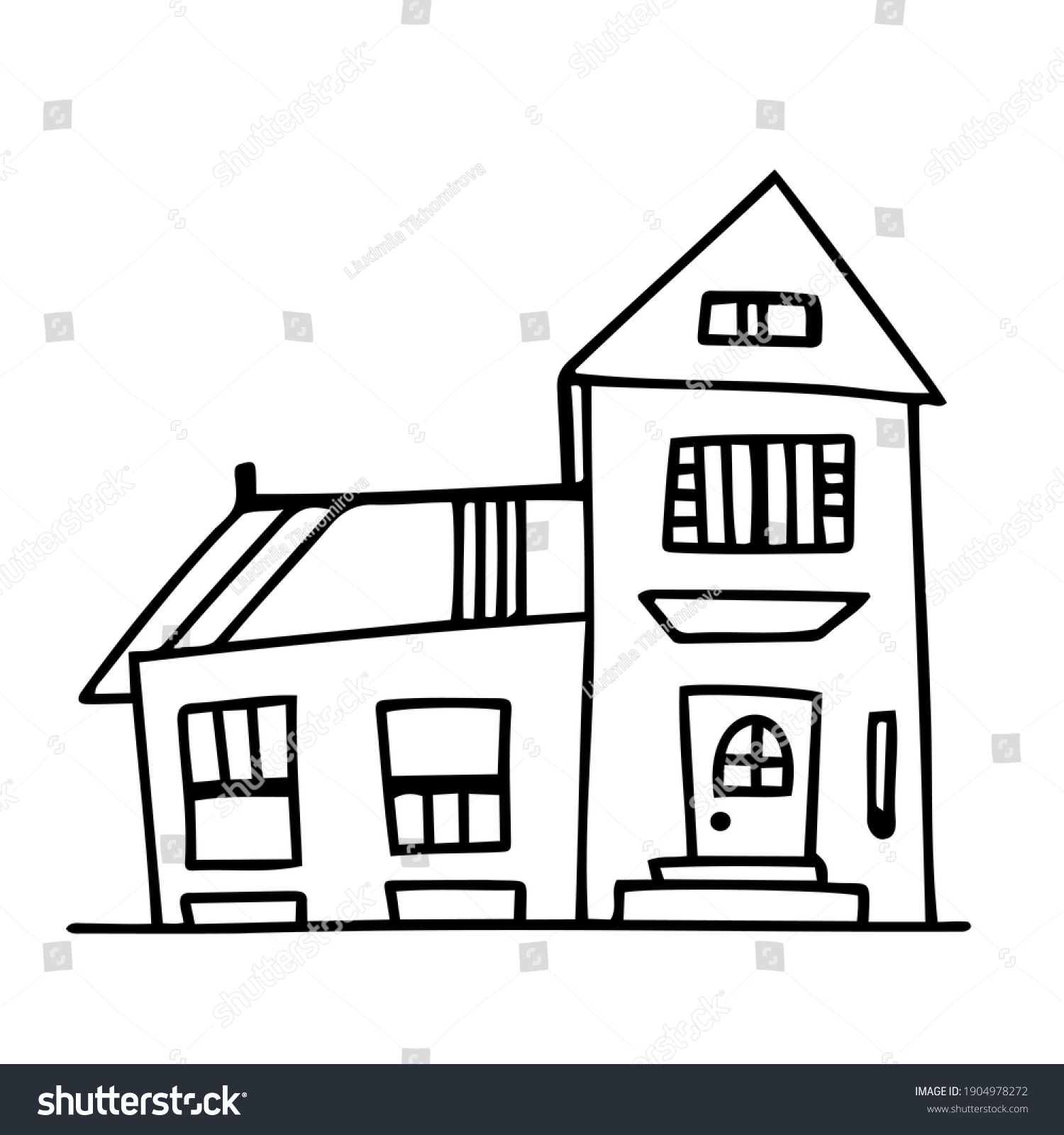 Vector Handdrawing House Sketch Funny Illustration Stock Vector ...