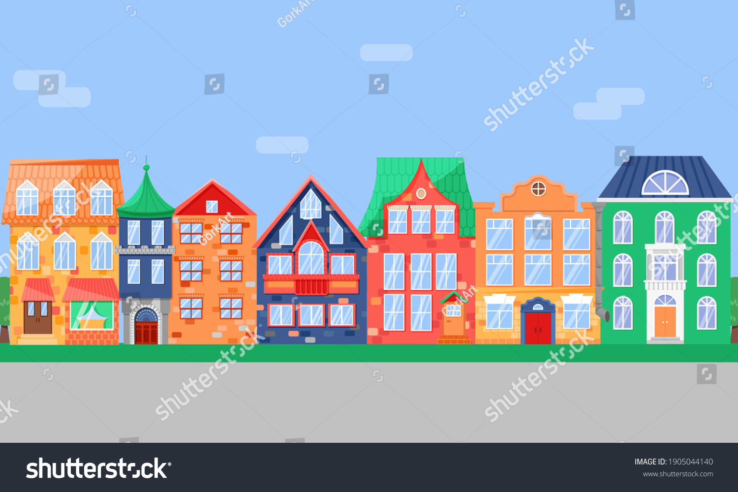 City Street Front View Houses Home Stock Vector (Royalty Free ...