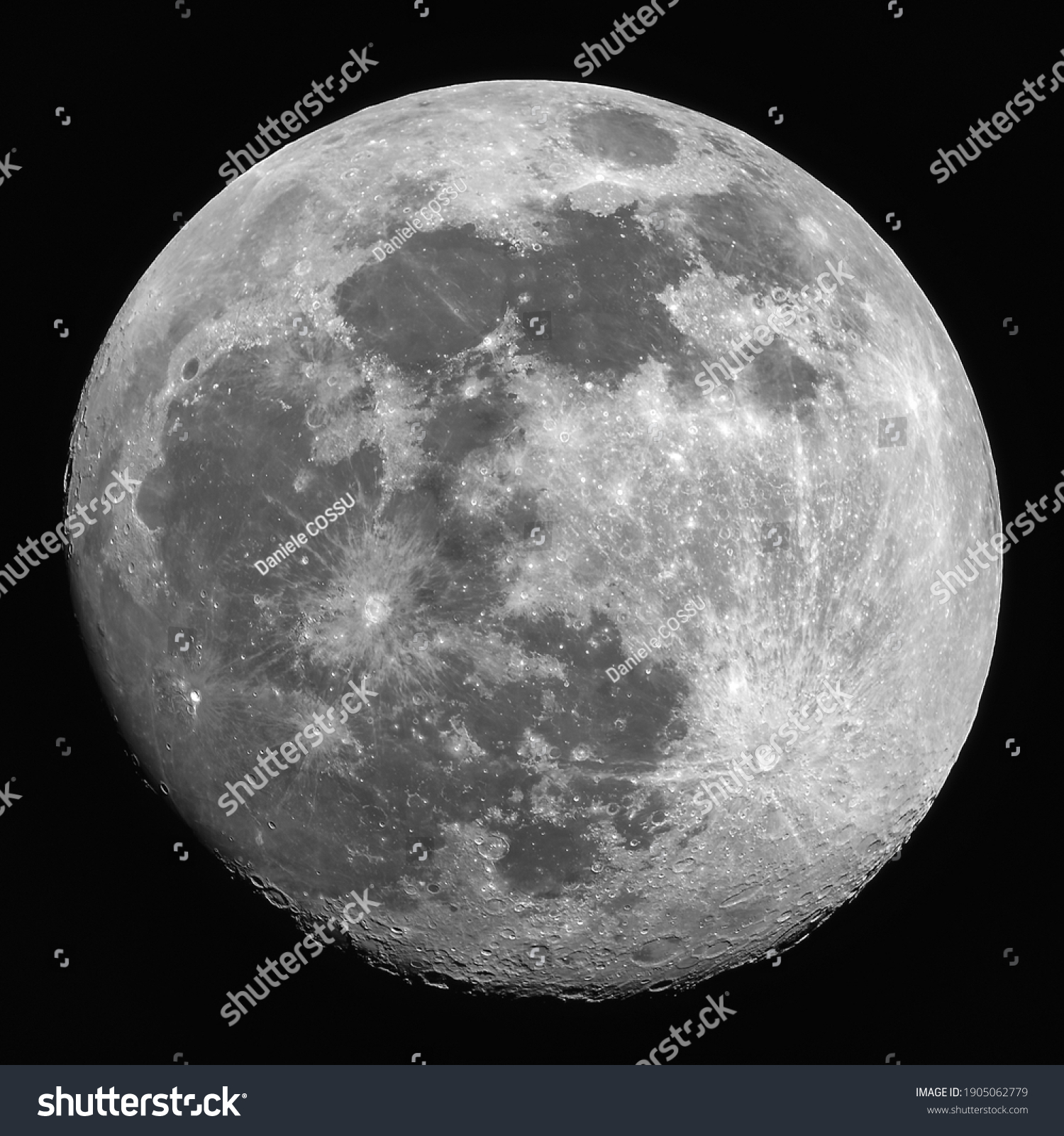 Moon Seas Craters Detailed View Stripes Stock Photo 1905062779   Stock Photo The Moon And Its Seas And Craters With A Detailed View Of The Stripes Generated By The Impact Of 1905062779 