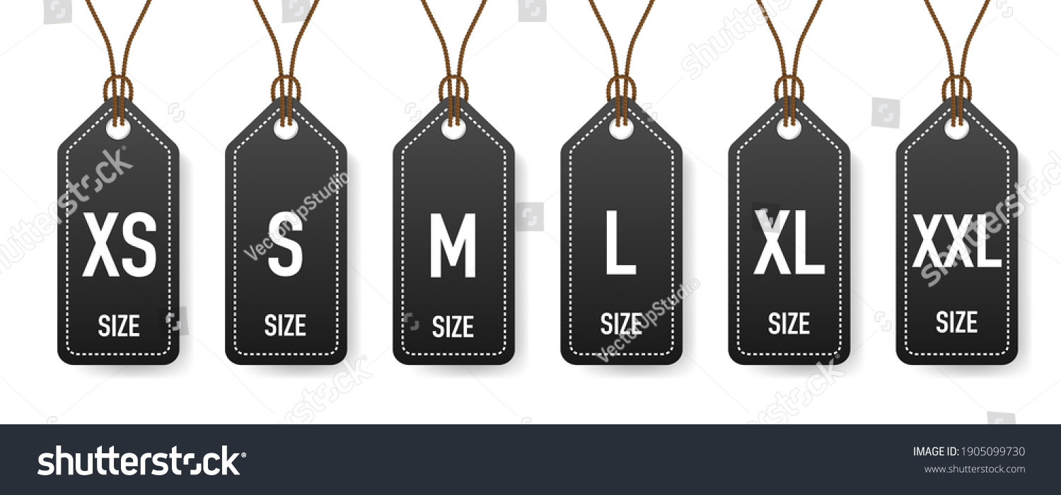 Collection Clothing Size Labels Isolated On Stock Vector Royalty Free 1905099730 Shutterstock 4986