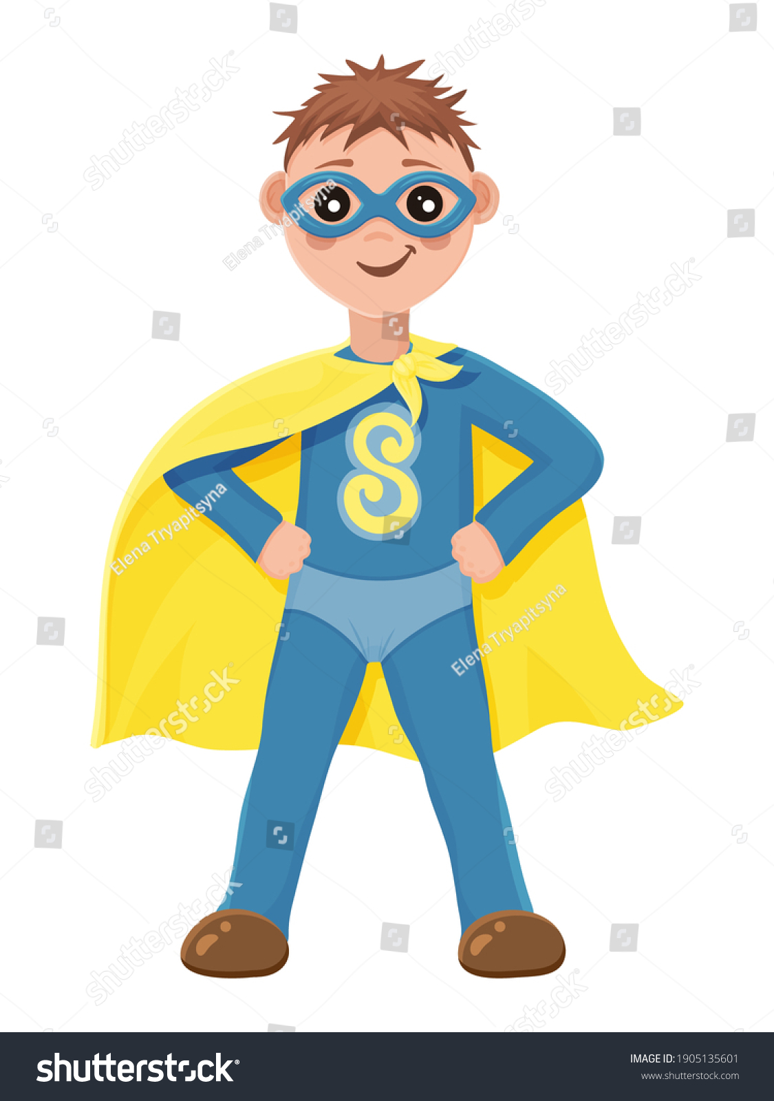 Superboy Boy Blue Superhero Costume Cartoon Stock Vector (Royalty Free ...