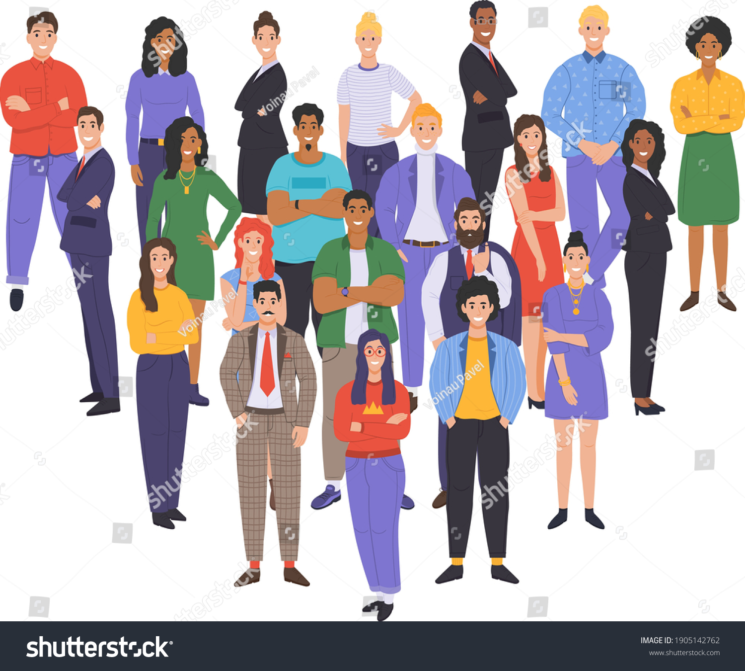 Multicultural Group People People Different Races Stock Vector (Royalty ...