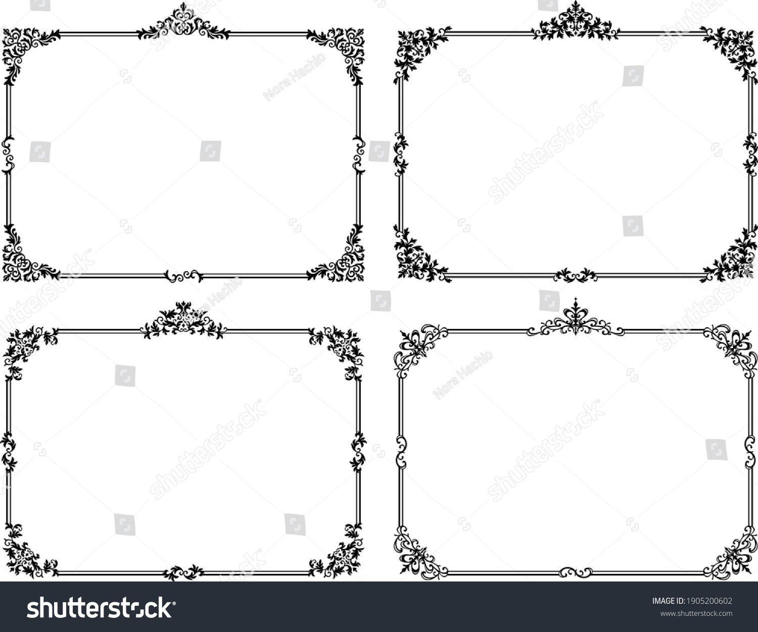 Collection Rectangular Text Box Designs Classic Stock Vector (Royalty ...