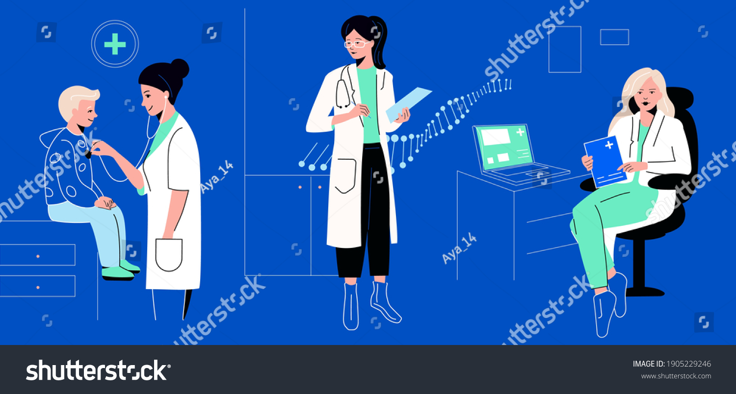 Illustration Characters Doctors Nurses Vector Stock Vector (royalty 