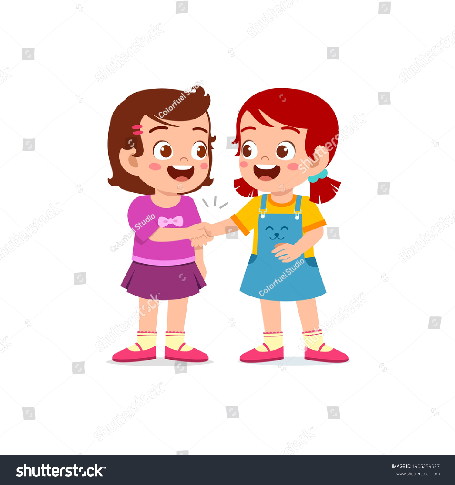 Cute Little Kid Girl Do Hand Stock Vector (Royalty Free) 1905259537 ...