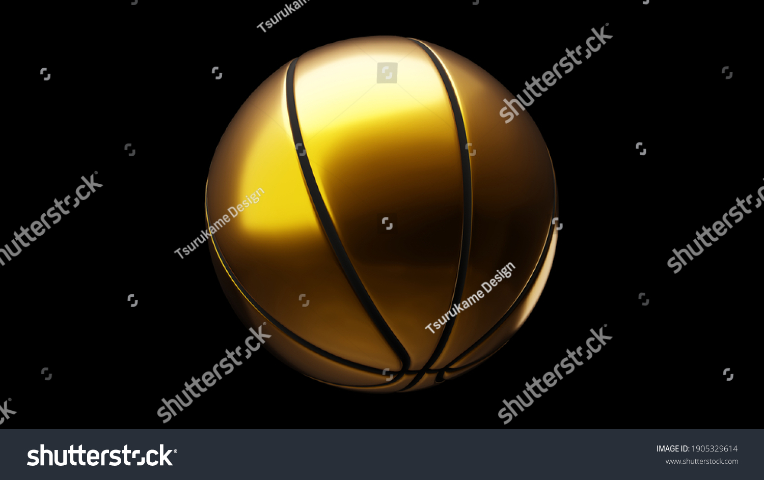 Gold Basketball Ball On Black Background Stock Illustration 1905329614