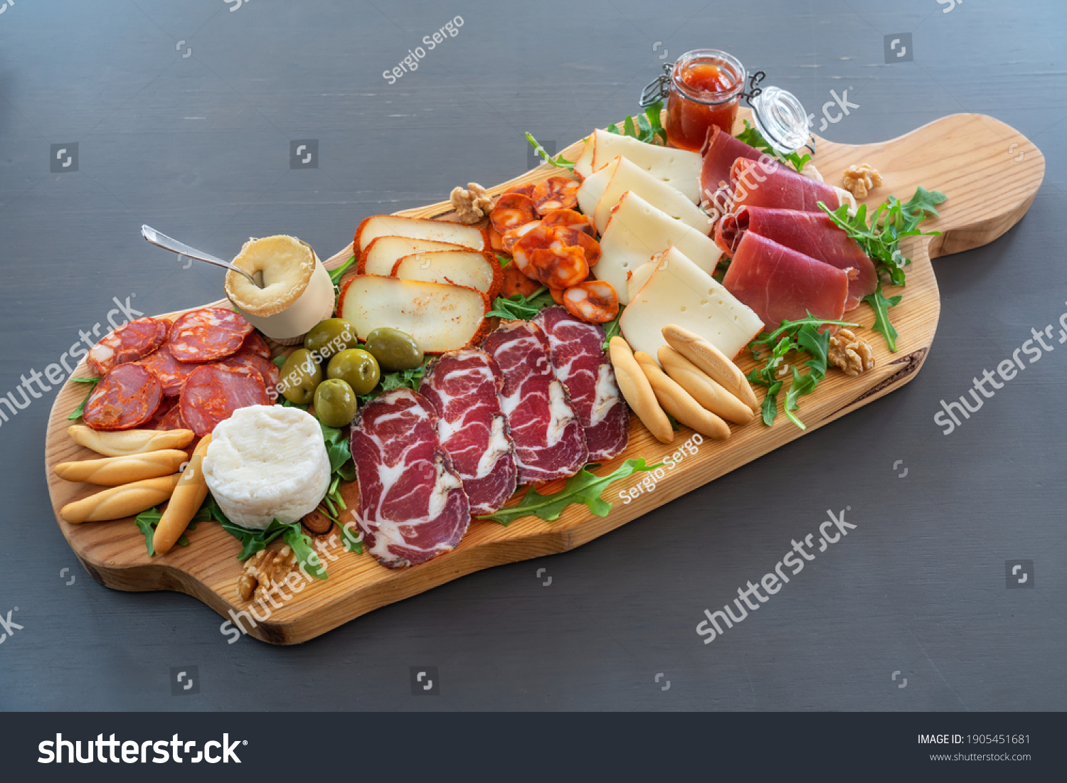 Very Colorful Tapas Board Charcuterie Cheese Stock Photo 1905451681 ...