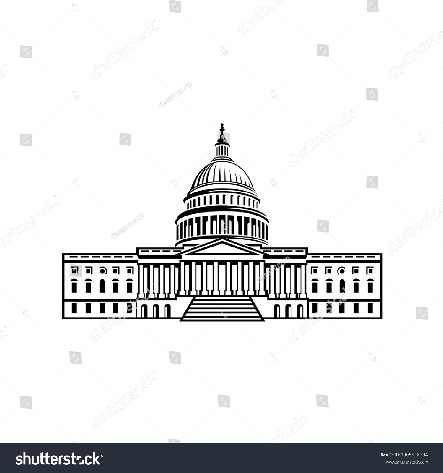 Capitol Building Washington Dc Vector Illustration Stock Vector ...