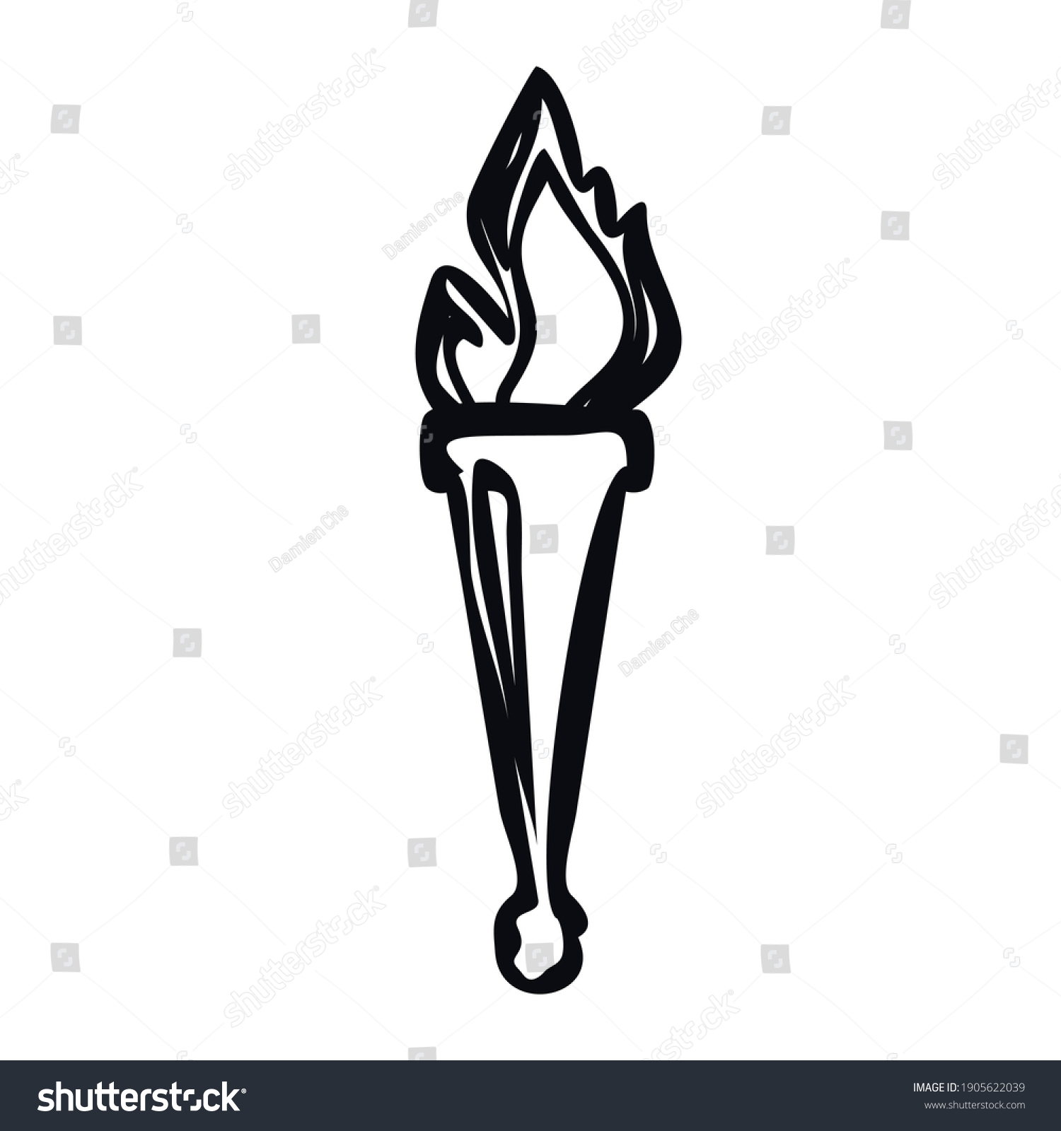 Torch Flame Doodle Logo Icon Sign Stock Vector (Royalty Free ...