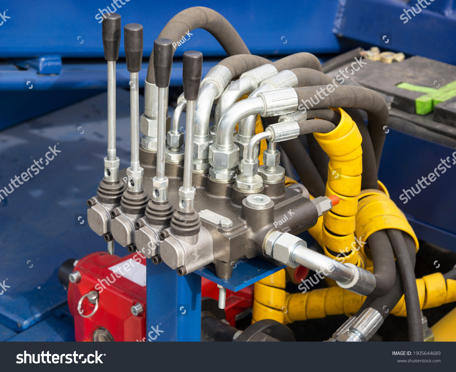 Levers Pressure Control Unit Hydraulic Machine Stock Photo 1905644689 ...