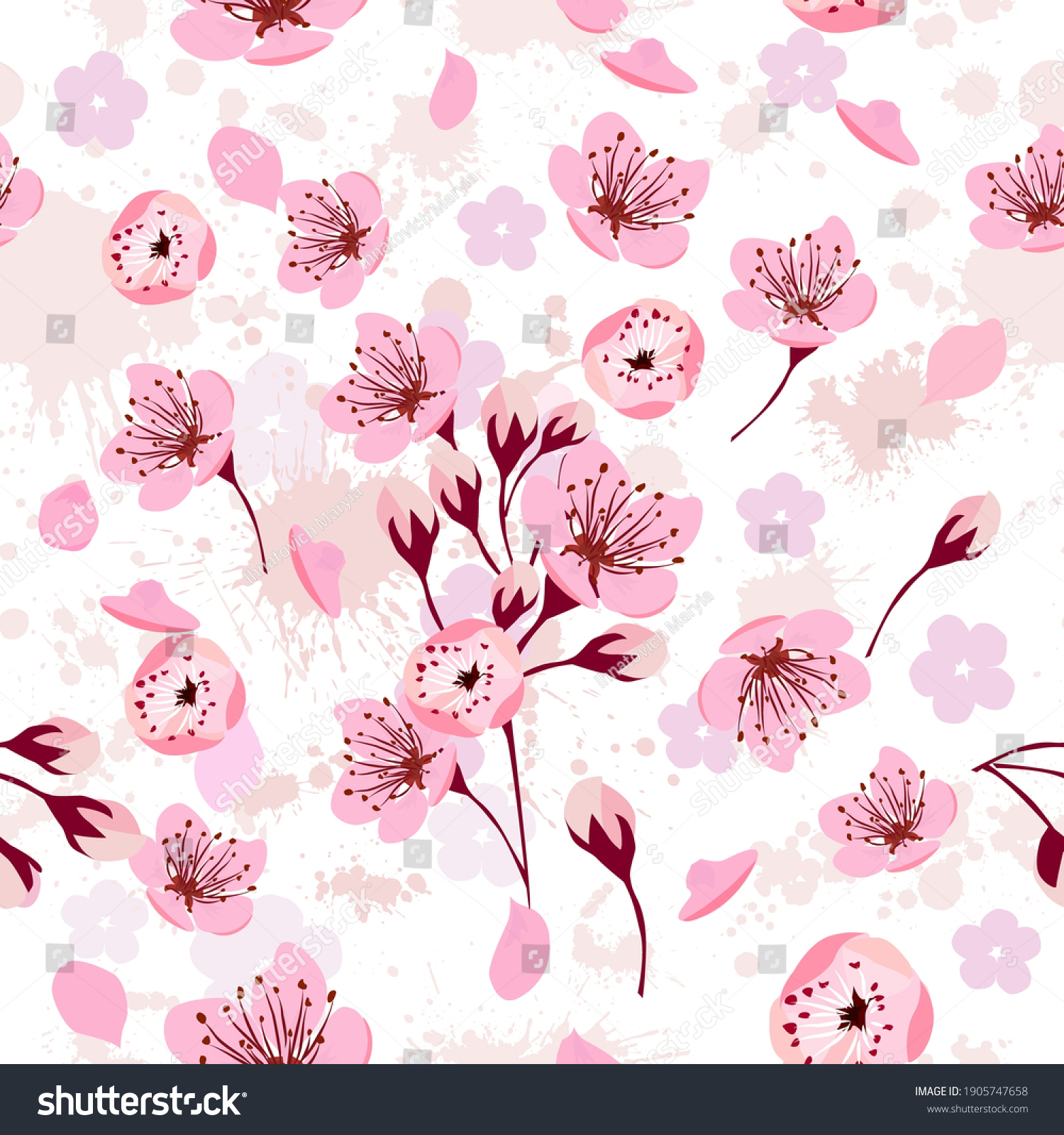 Seamless Background Sakura Vector Illustration Stock Vector (Royalty ...