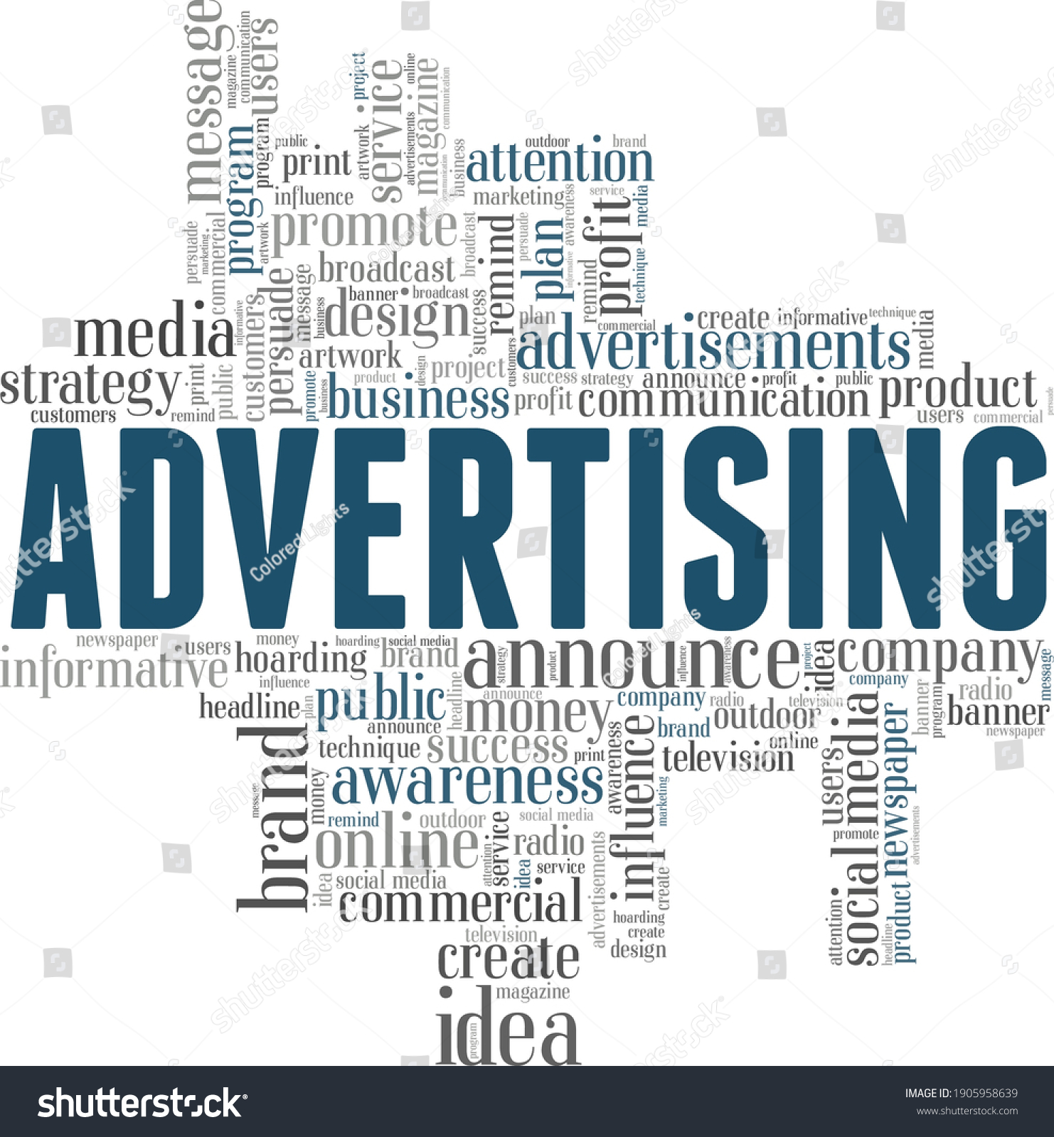 Advertising Vector Illustration Word Cloud Isolated Stock Vector ...